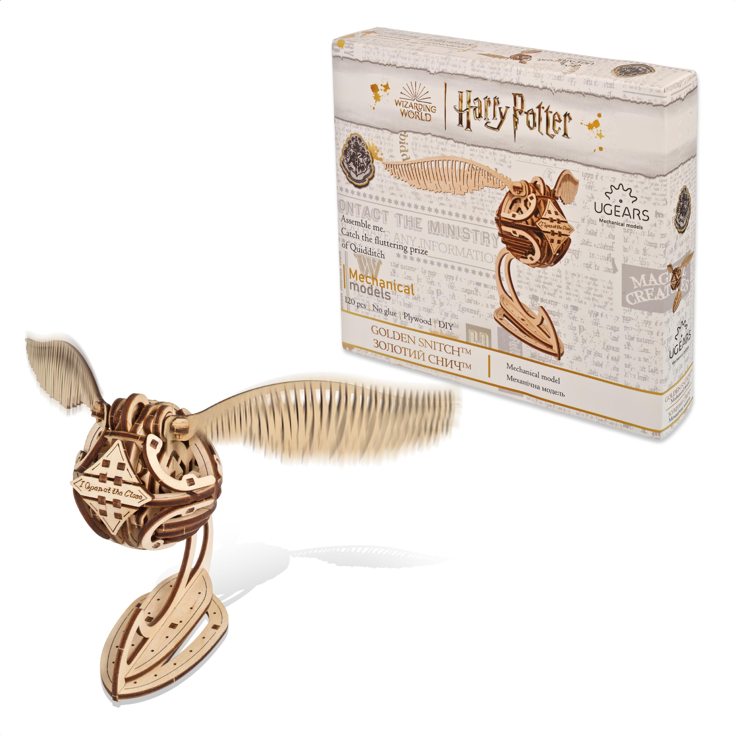 UGEARS Puzzle in legno 3D per adulti – Harry Potter, Kit Puzzle 3D Harry Potter, 120 Pezzi, 14.5 x 22 cm, Età: 14 anni e su