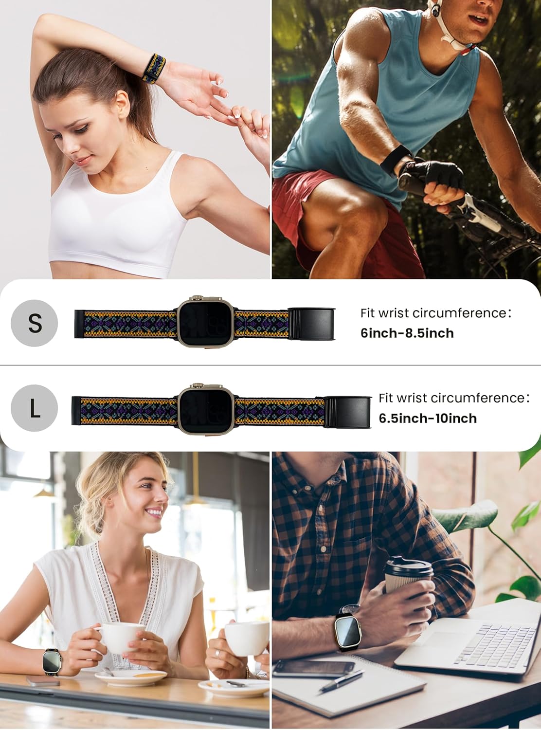 Hybrid Band for Whoop4.0 & Apple Watch Combo Band - Stretchy Nylon Hybrid Strap Compatible with Whoop 4.0 & Apple Watch Series 10/9/8/7/6/5/4/3/2/1, Not compatible with Whoop 5.0
