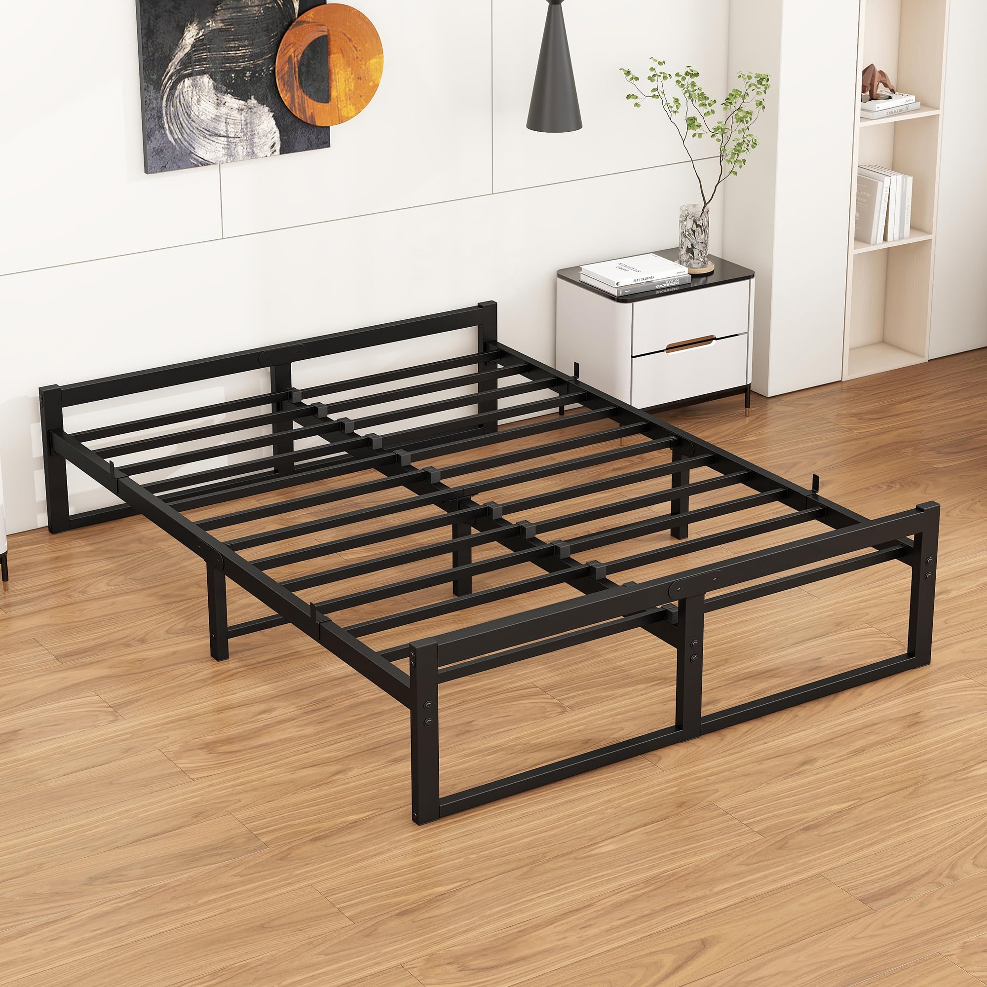 VECOCHO Bett 120x200CM aus Metall Bettgestell 120 x 200 für Matratze Einzelbett, Großer Stauraum, Leicht zu Montieren und Stabil - Schwarzer