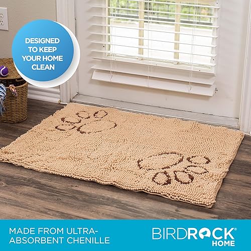 Vista 23 de Internet's Best Felpudo de felpilla para perro, 60 x 30 pulgadas, superficie absorbente, parte inferior antideslizante, protege los pisos, color gris