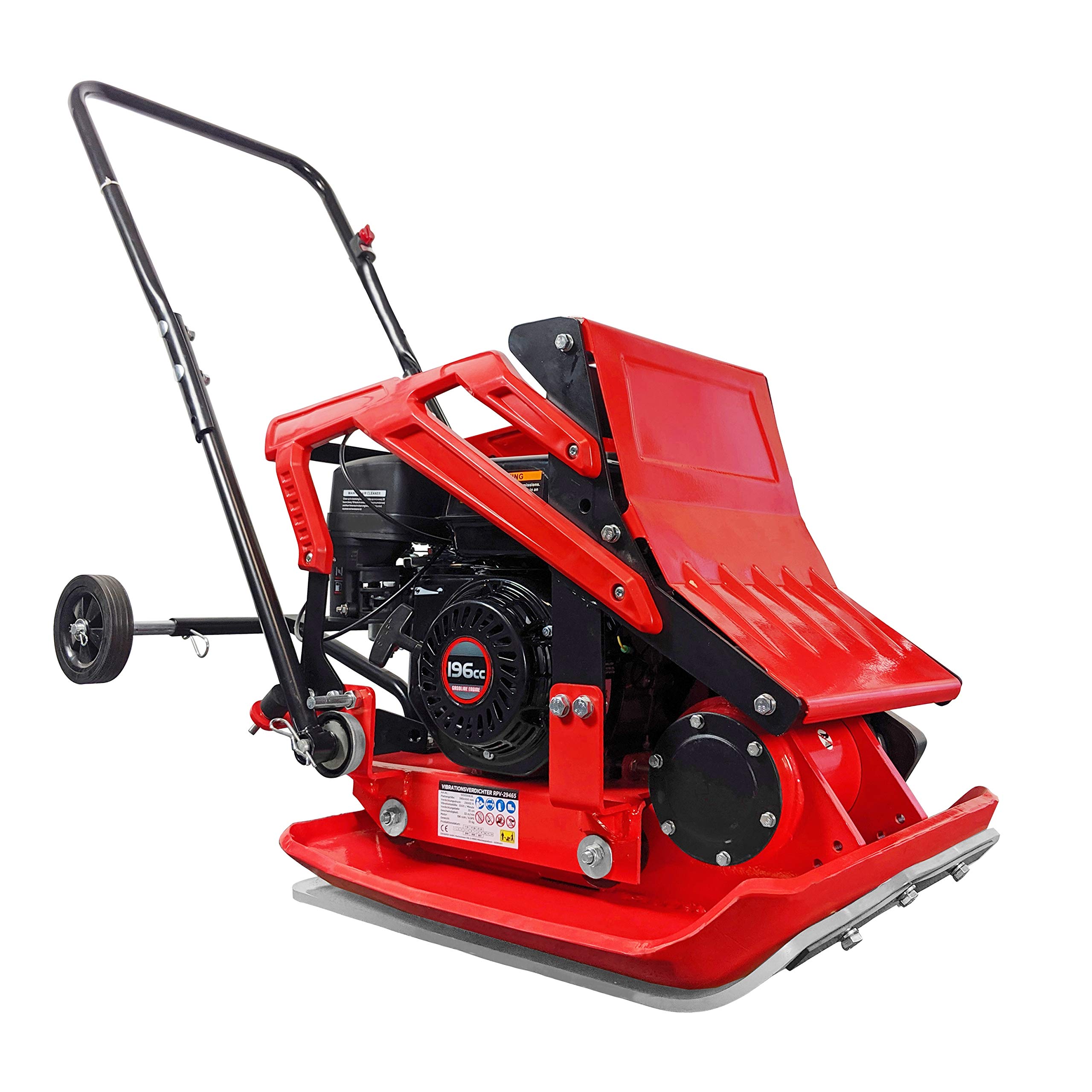 Plaque vibrante RPV-29465 Compacteur de sol 6,5 CV Profondeur de compactage 35 cm Poids 111 kg incl. tapis en caoutchouc et train de roulement