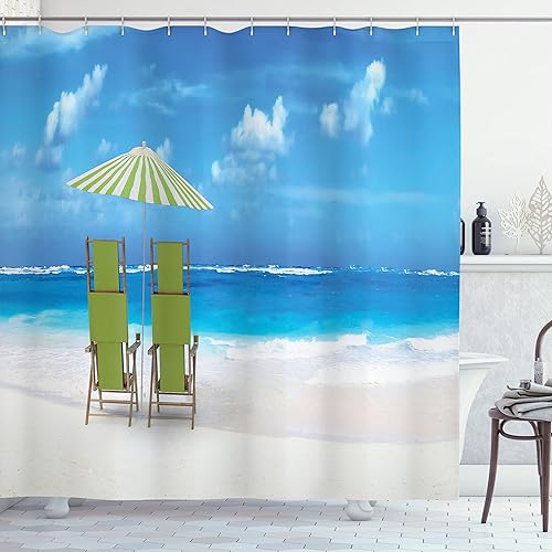 Miniatura 158 de ambesonne Decor Collection tela de poliéster cortina de ducha de baño Gris Verde,Verde coco.,Fucsia Beige,Rosa y blanco,Ámbar Bronceado Gris,Manzana