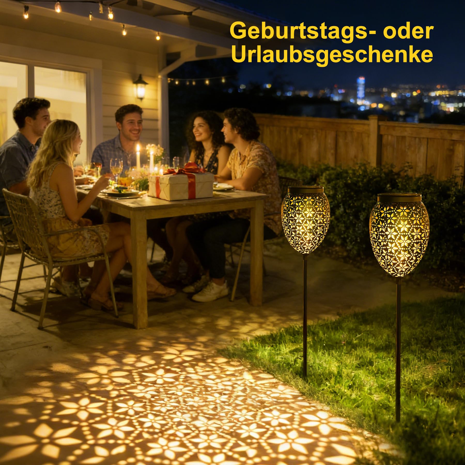 Garten Solarleuchten für Außen Metall 6 Stück, LED Solarlampen für Außen Garten IP65 Wetterfest, Höhenverstellbar Solar Gartenleuchten für Außen Vintage für Weihnachten Weg Terassen Balkon Deko