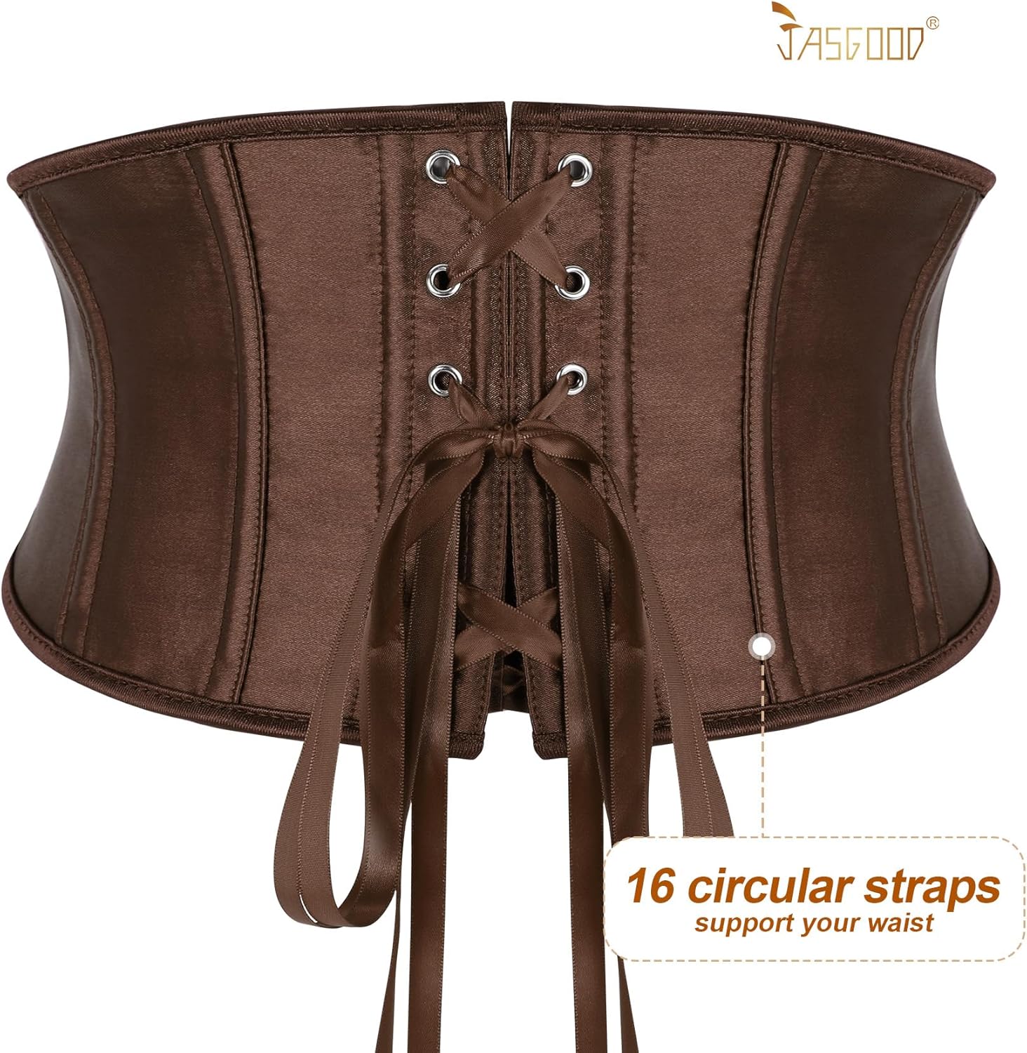 JASGOOD Corset Wide Belt for Women Boned Lace Up Underbust Renaissance Steampunk Pirate Halloween Belt,Coffee - Image 3