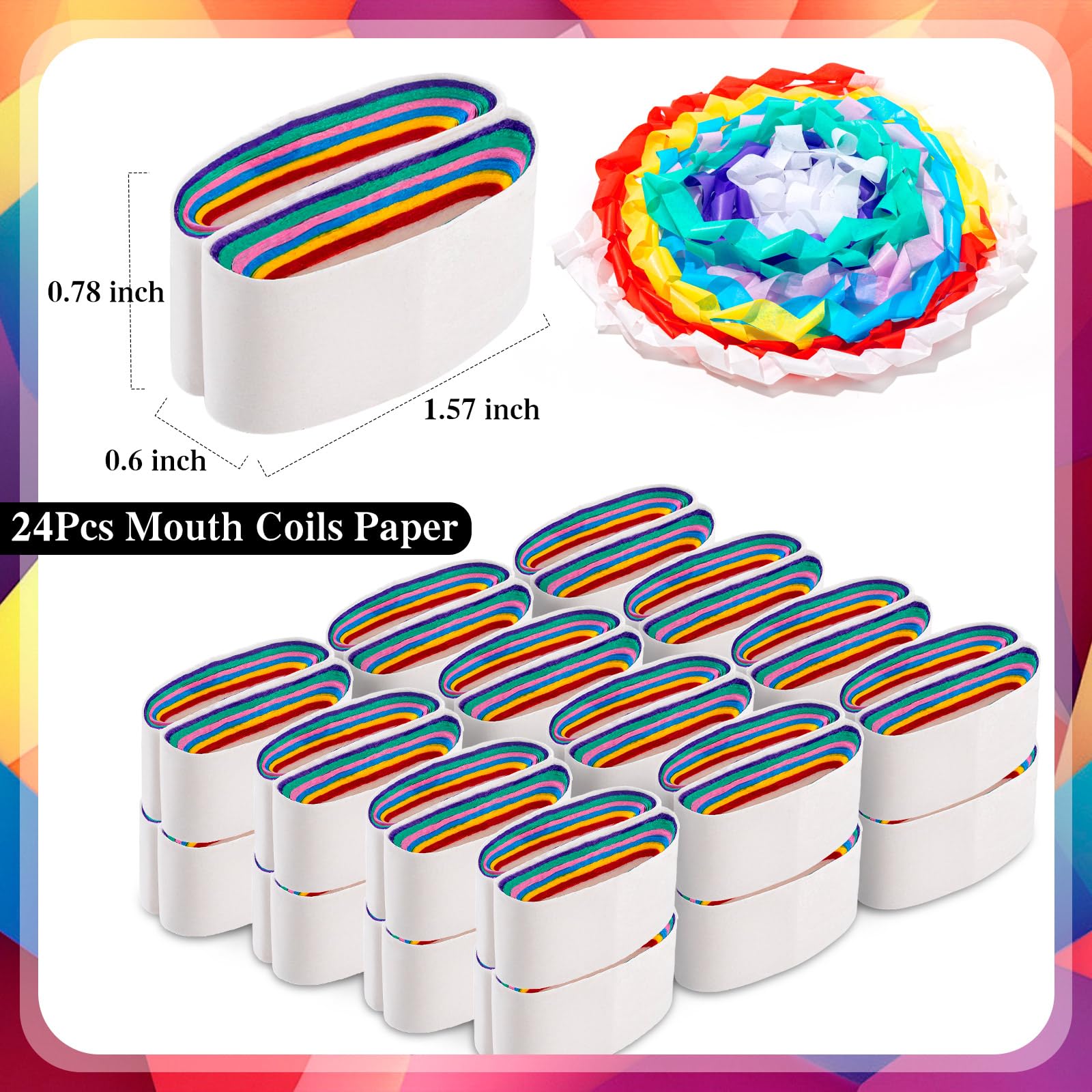 LBSXQGS 24Pcs Magic Mouth Coils Paper, Colorful Mouth Coils Vomit Paper, Clown Accessories Paper for Magic Show Party Performances