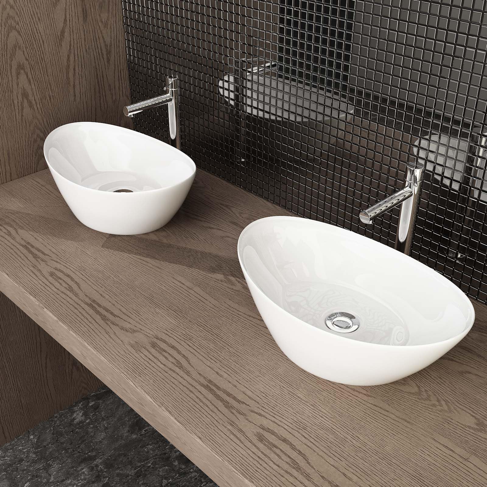 Ceramiczna umywalka stołowa do toalety dla gości Waschbecken24 (biały / A689, 45x28x15cm)