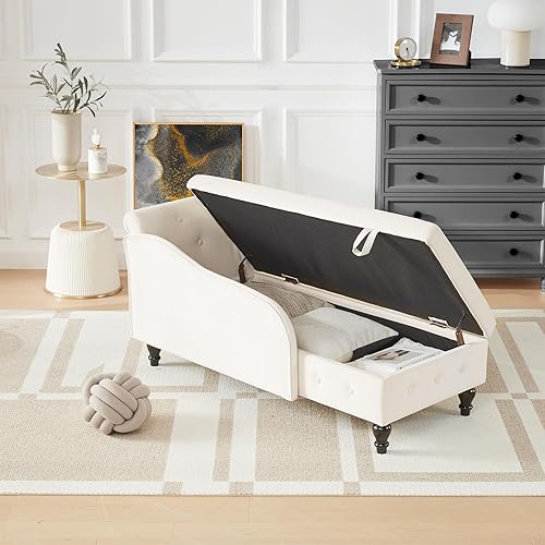 Miniatura 3 de Chaise Lounge para interiores con almacenamiento, sofá tumbona tapizado con almohada para sala de estar, moderna silla de descanso con ribete de