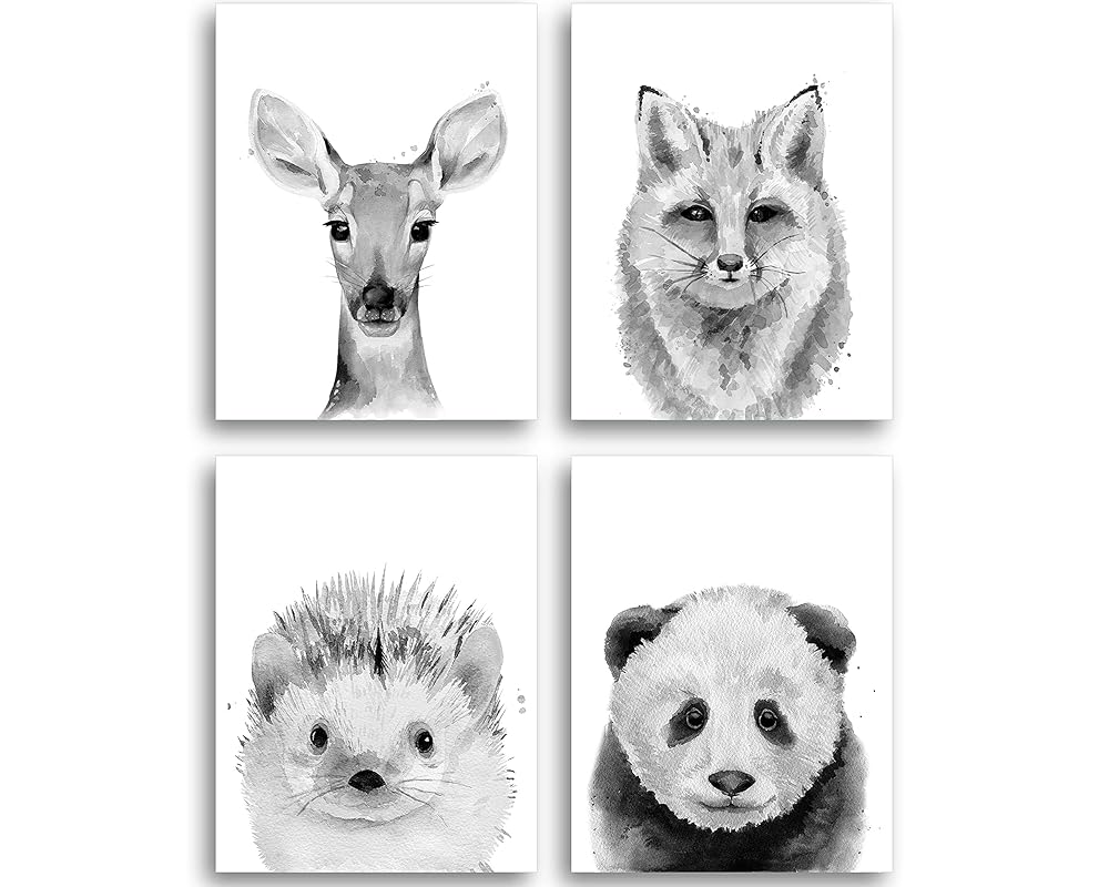 Nursery Woodland Animal Prints, Cute Watercolour Forest Animal Wall Art