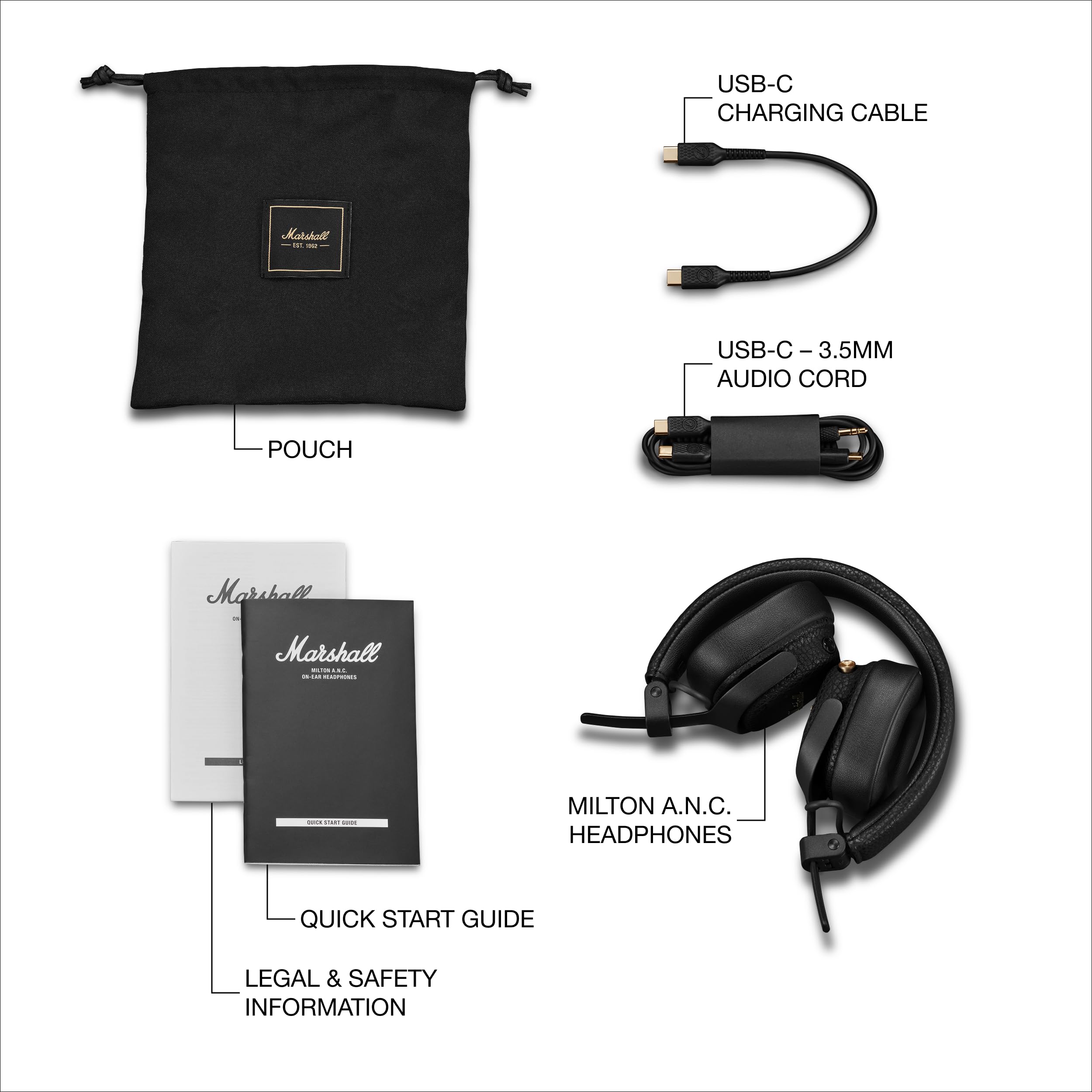 Marshall Milton A.N.C. Wireless On-Ear Headphones with Adaptive Active Noise Cancelling | 80 Hours Wireless Playtime | Durable & Foldable Design for Travel | Spatial Audio - Black — Amazon image 11