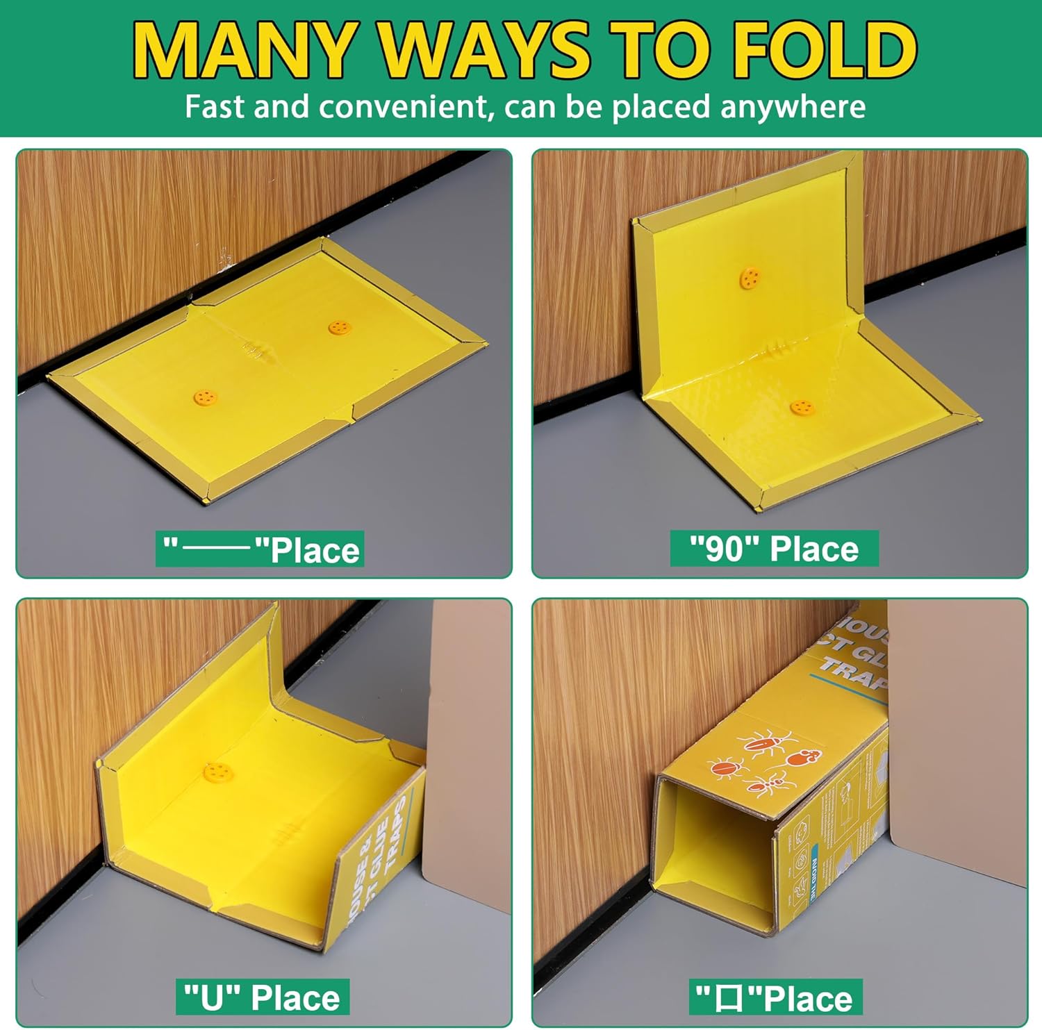 24 Pack Sticky Mouse Traps, Sticky Traps for Rats Mice Rodents Snakes No Touch Indoor Mouse Traps for Home Kitchen Garage Attic Basements, Easy to Set, Yellow