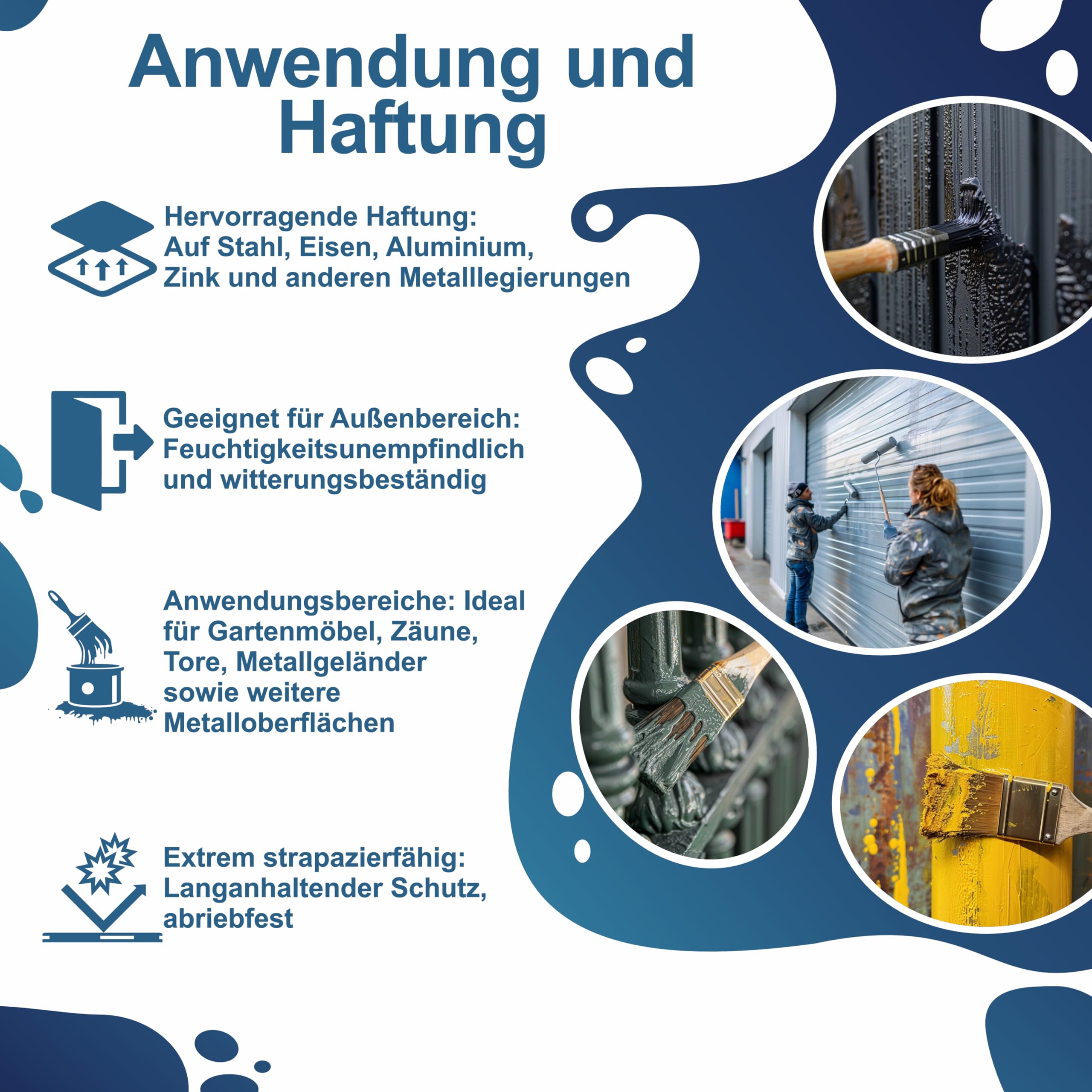 Metallschutzlack 3in1 Metallfarbe Grundierung Rostschutzfarbe Decklack - Silbergrau 5L