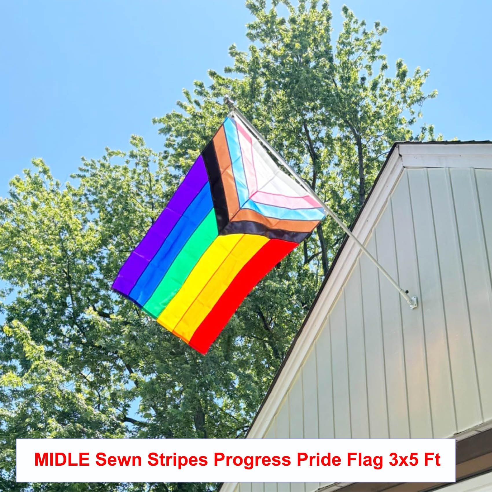 Progress Pride Flagge 90x152 Cm – Doppelseitig, UV-beständig, Aus Polyester, Für Garten, Party & Innenbereich