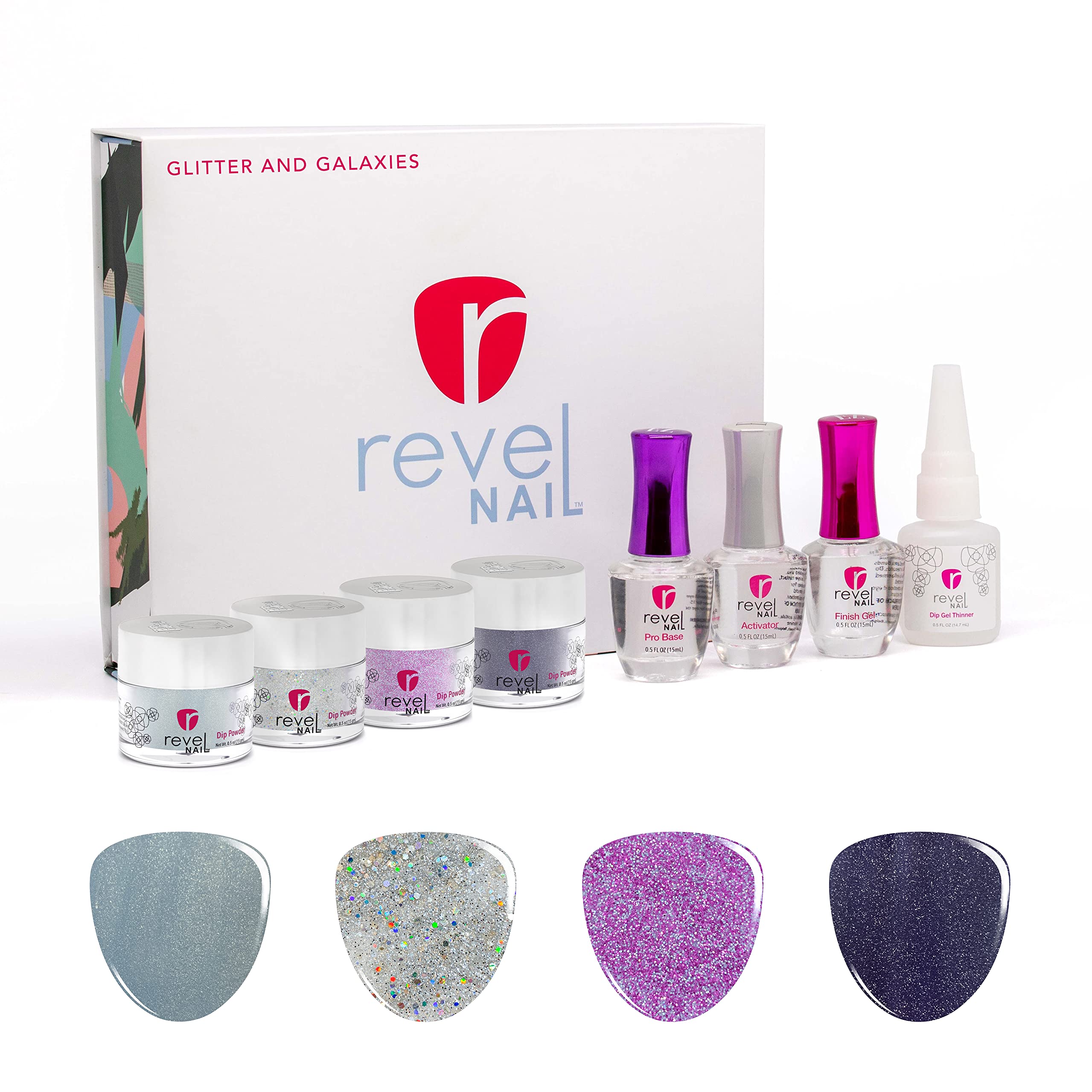 Amazon.com : Revel Nail Dip Powder Starter Kit, 4 Color Premium Dipping  Powder for Nails, Professional French Manicure Powder, DIY Dipping Mates  for Beginners, Long Lasting Nail Art, Glitter & Galaxies (4