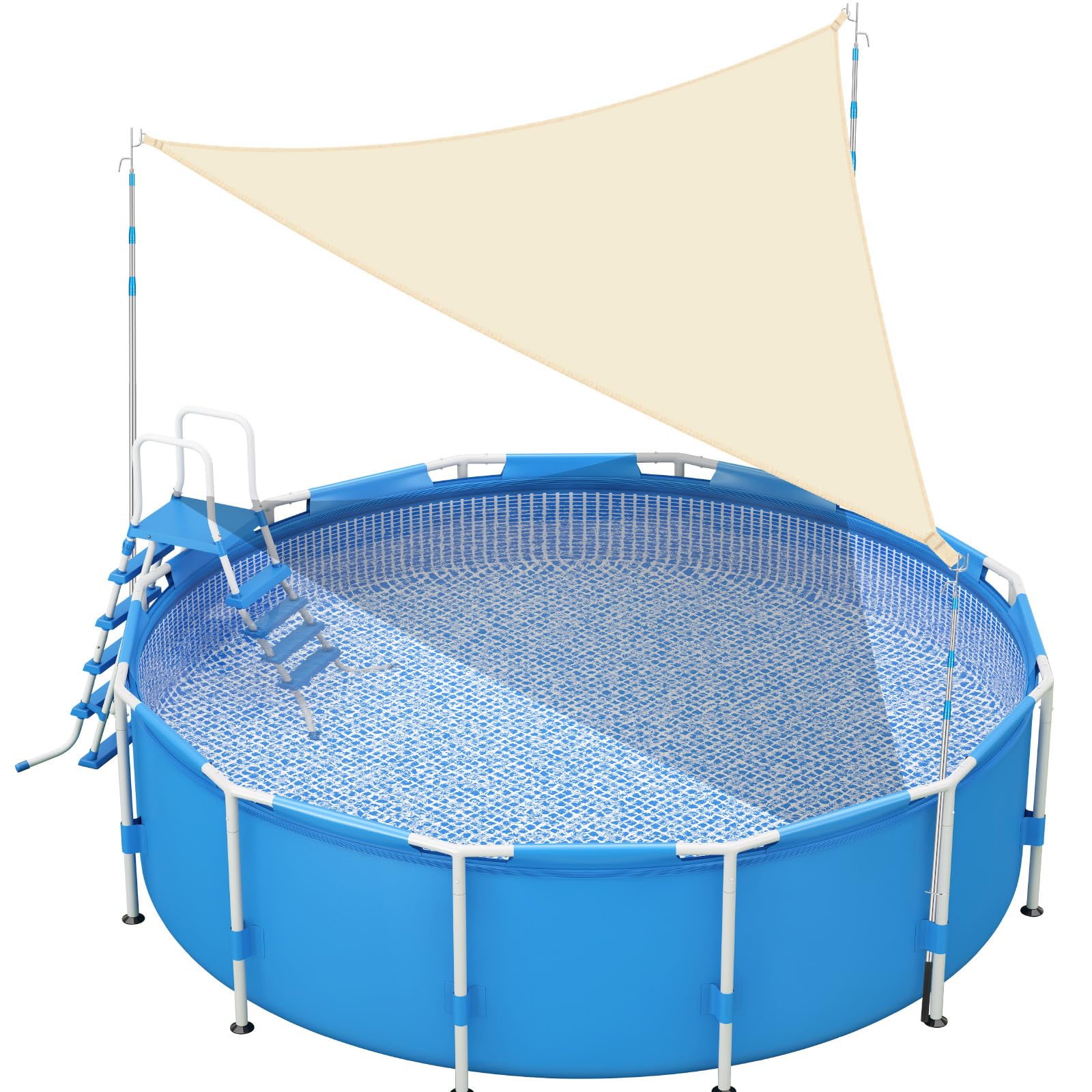 Pool Canopy Sunshade for 18 to 24ft Above Ground Pool Summer Triangle UV Block Waterproof Canopy Compatible with Most Oval or Rectangular Above Ground Swimming Outdoor-image-23