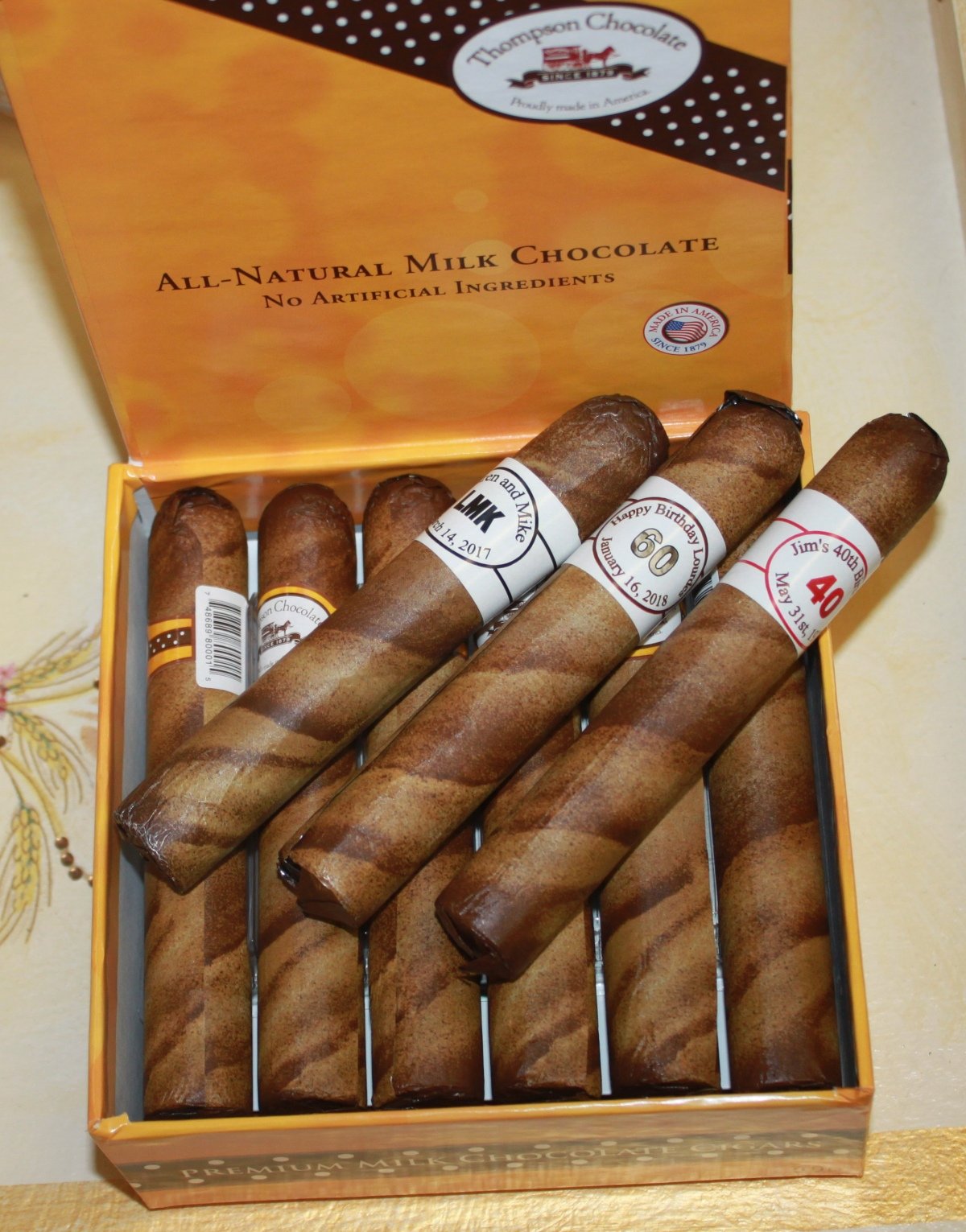 Buy Custom Round Brown Royal Chocolate Candy Cigars in a Fancy Cigar