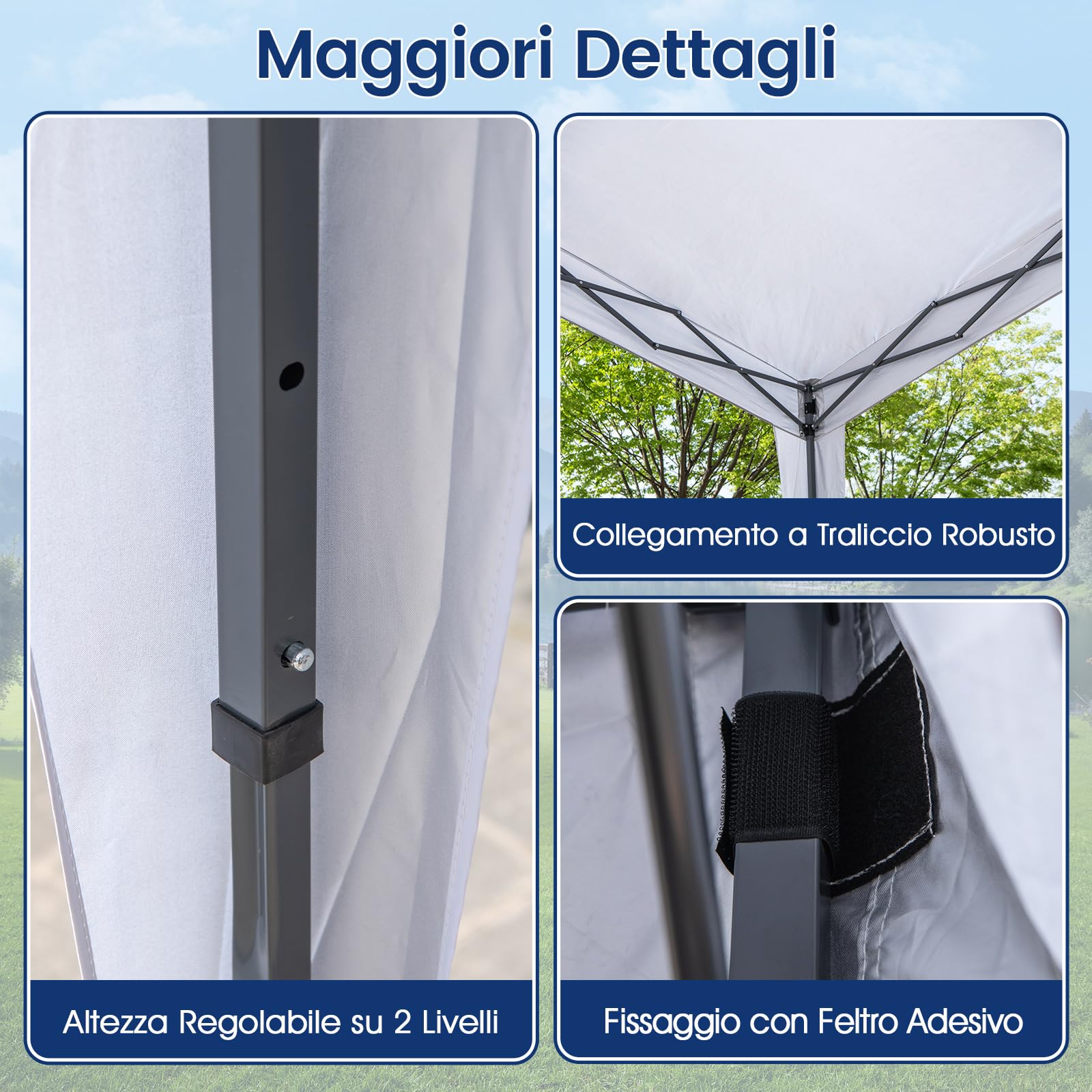 COSTWAY Gazebo Pop-up 302 x 302 cm Impermeabile con Ruote