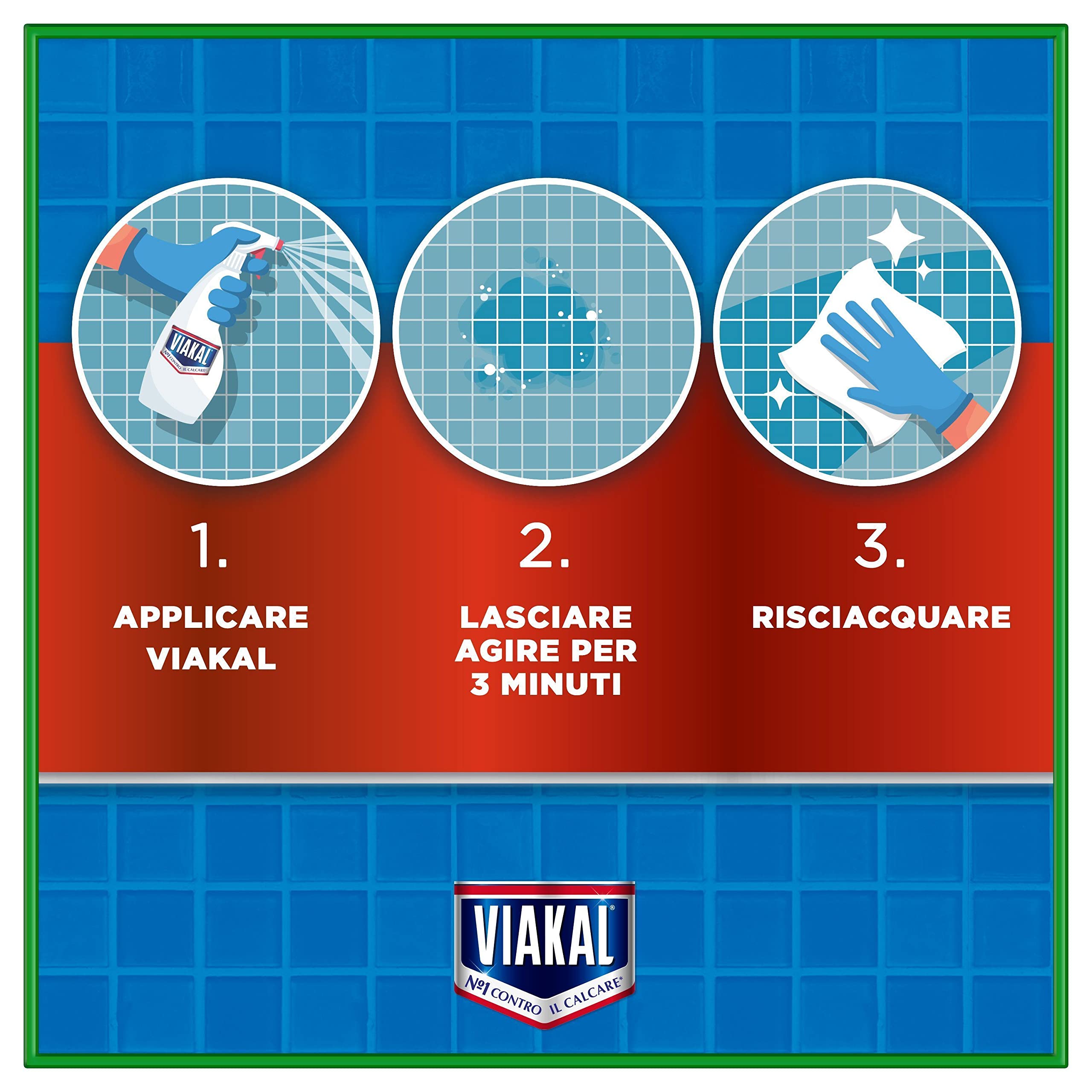Viakal Anticalcare Detersivo Spray Bagno e Cucina, Igienizzante, 10 x 500 ml, con Tecnologia Anti-goccia, per un Bagno Pulito e Profumato, 100% di Plastica Riciclata