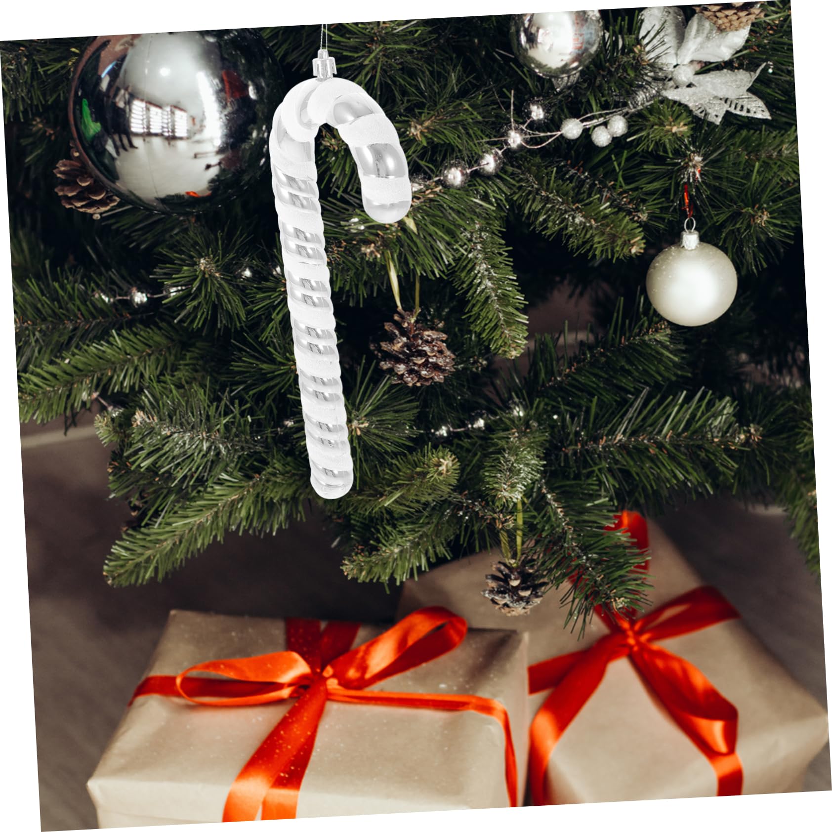 Amosfun 6 STK Weihnachtsstock weihnachtsschmuck zum aufhängen Weihnachtsanhänger Star for Christmas Tree Christbaum anhänger Weihnachtsdekoration Weihnachtsbaum-Hängeornament Plastik