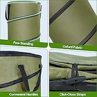 Vista 6 de 2-Pack 30 Gallon Collapsible Pop-Up Trash Can for Camping, RV - Waste Yard Bag for Gardening Lawn/Leaf - 30 Gallon Each Bag, Green