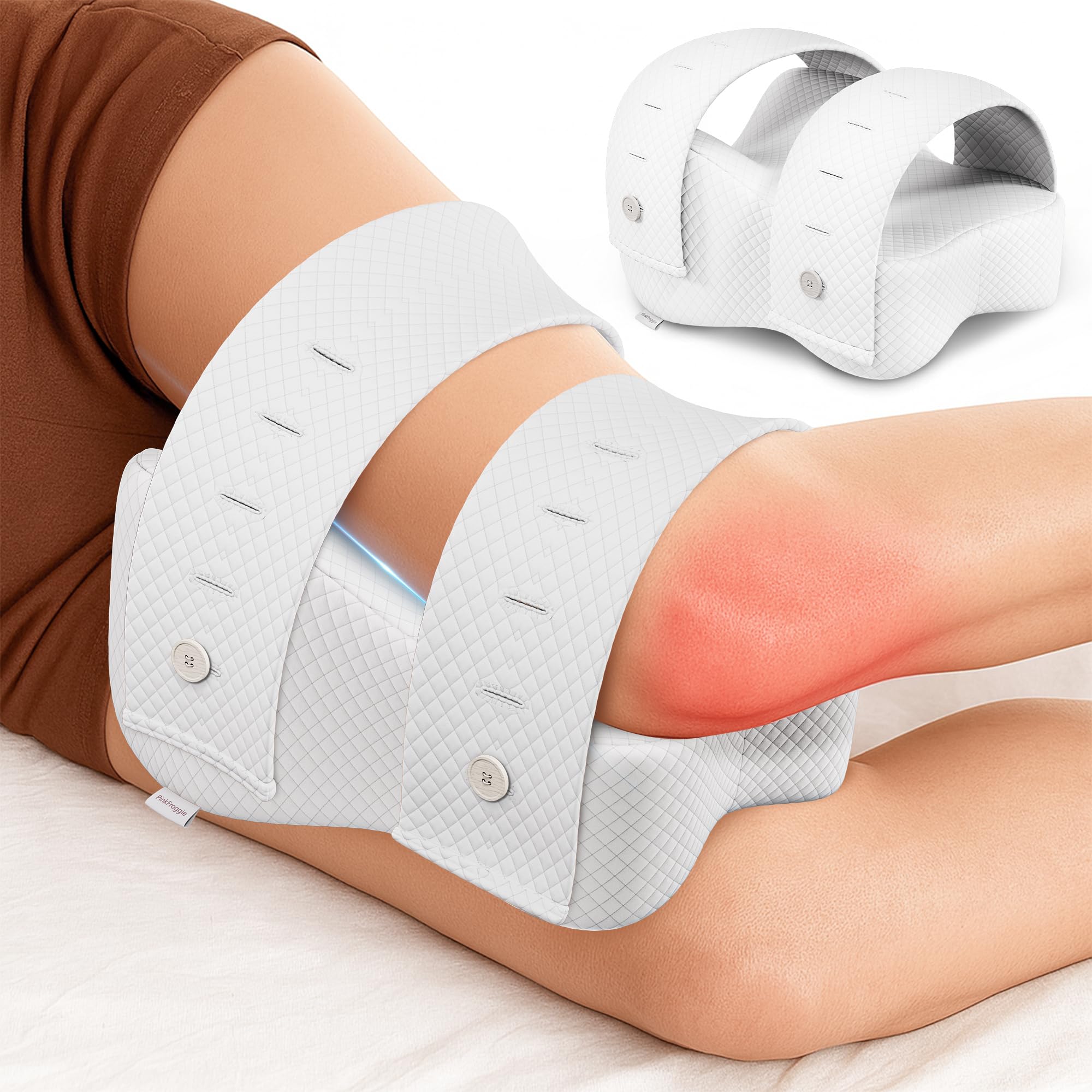 Cuscino per ginocchia per chi dorme sul fianco, cuscino ortopedico per gambe per dormire senza dolore, memory foam cuscino ergonomico con rivestimento in cotone sfoderabile (Bianco)