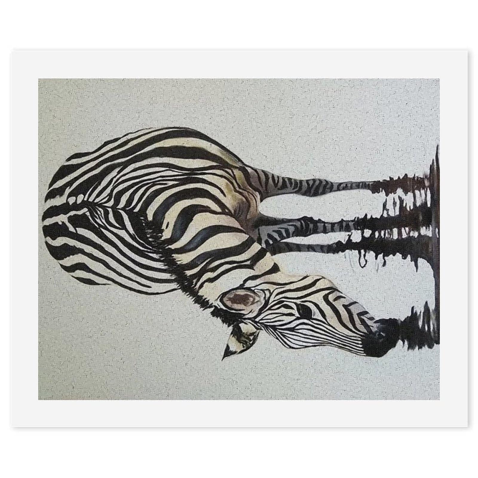 手書き油絵 5頭のシマウマ 絵画 インテリア 油彩画 手書き油絵 5頭のシマウマ 絵画 インテリア 油彩画