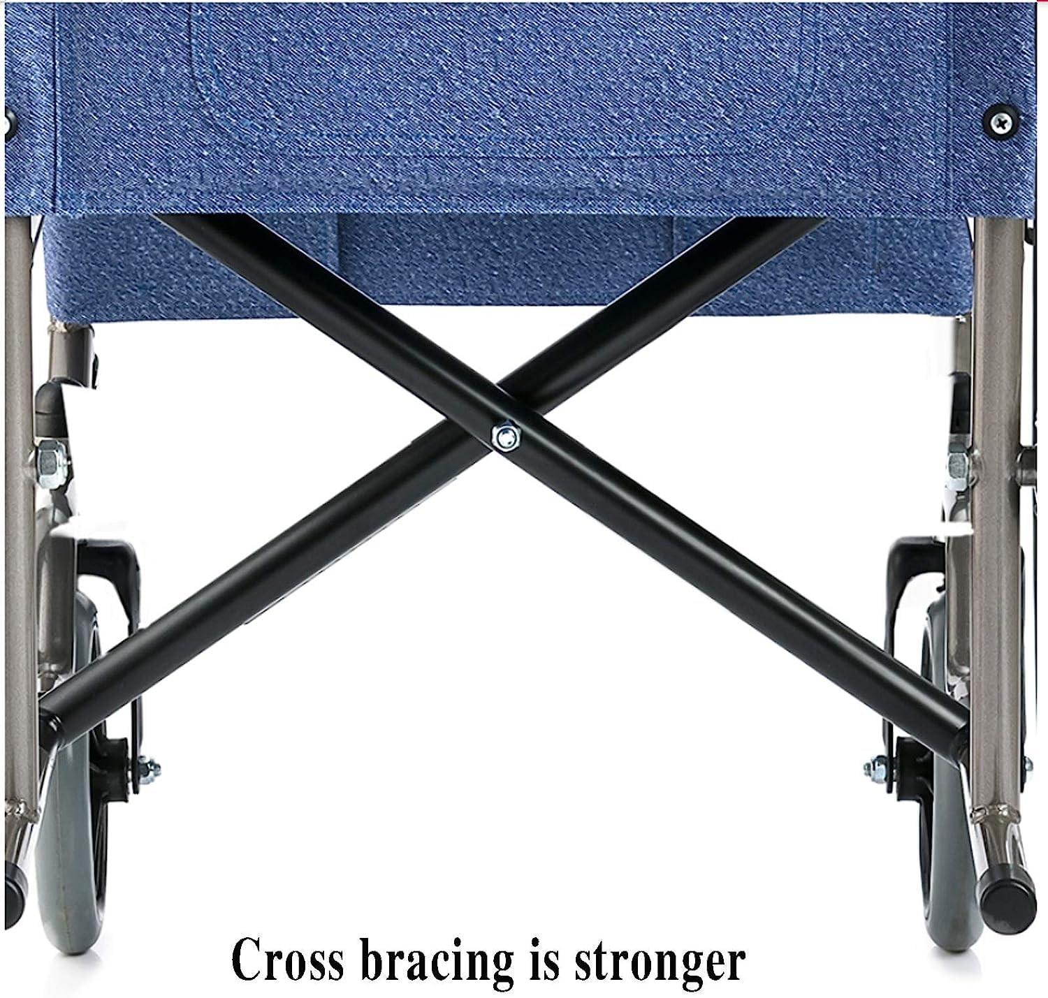 Silla de Ruedas Deo Silla de Ruedas de Transporte Silla de Ruedas Manual Ligera Y Plegable/Blue