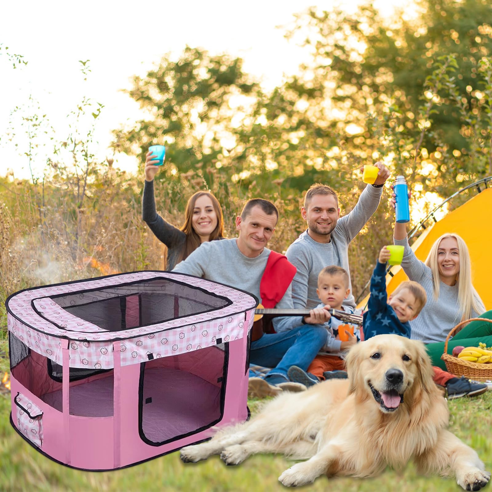 EUBSWA Recinto per cuccioli, 110x85x58cm Recinto per animali domestici per cani, gatti, conigli e piccoli animali per interni ed esterni