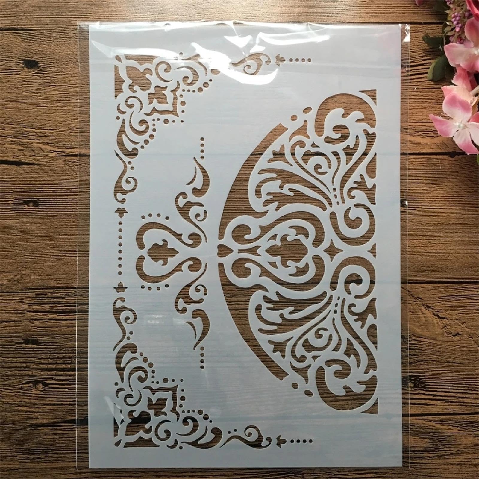 Plantillas de dibujo, 8 unidades, tamaño A4, 29 cm, diseño floral, vintage, para manualidades, adornos, pintura, plantillas, plantillas para pared, cartulina, letreros de madera de roca, lienzo
