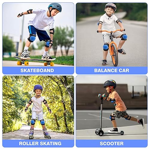 Miniatura 7 de Rodilleras para jóvenes y niños, coderas, muñequeras, equipo de protección para niños de 3 a 15 años, patinaje, ciclismo, patinaje en línea,