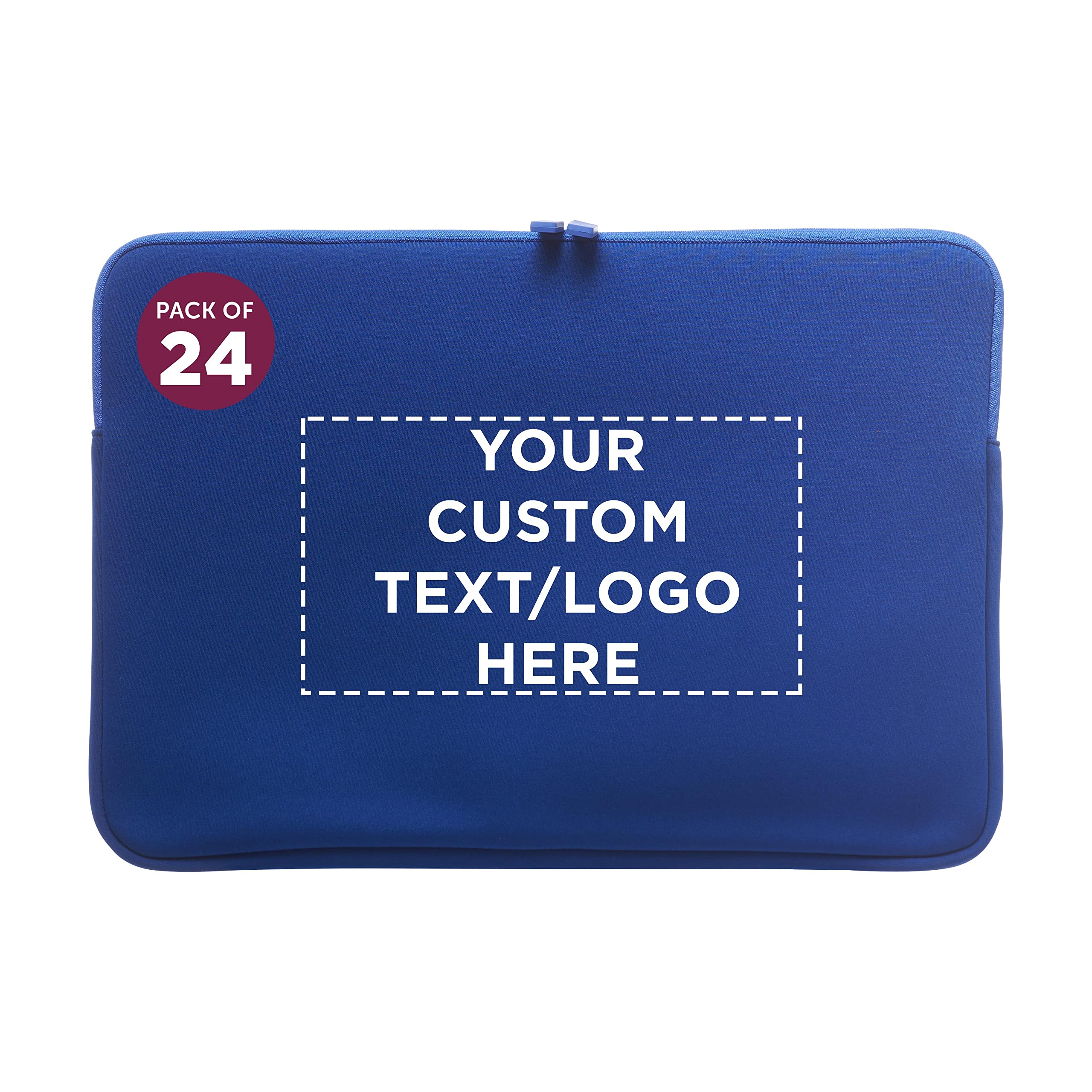 24 Santana Neoprene Laptop Sleeves Set - - Customizable Text, Logo - Zipper Closure, Lightweight, Durable, Party Favor - Blue