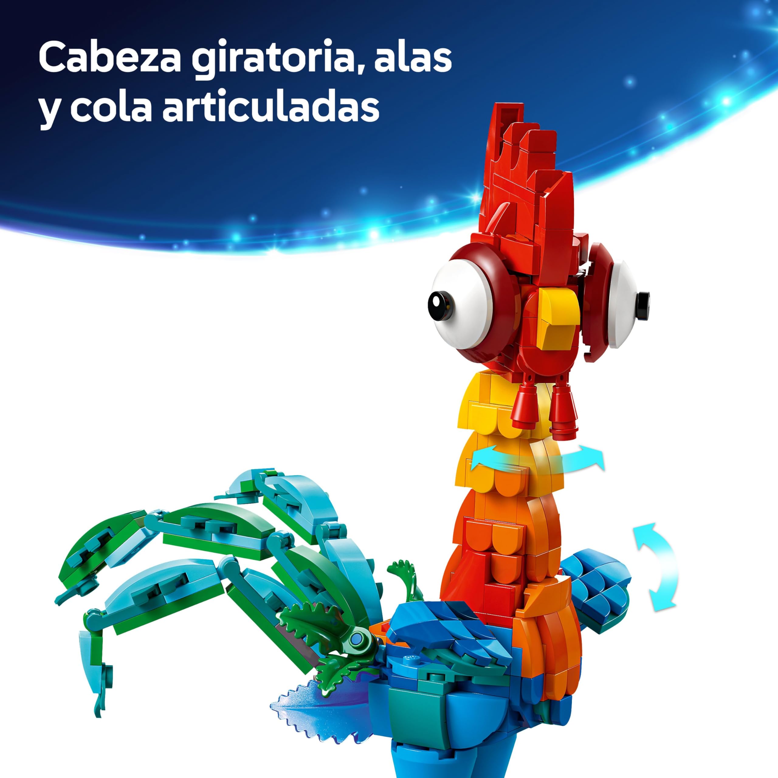 LEGO | Disney Vaiana 2 Heihei Juguete de Construcción - Figura Articulada de Animal con Cabeza Giratoria, Alas Móviles y Plumas en la Cola con Base de Exposición - Regalo para Niñas de 9+ Años 43272