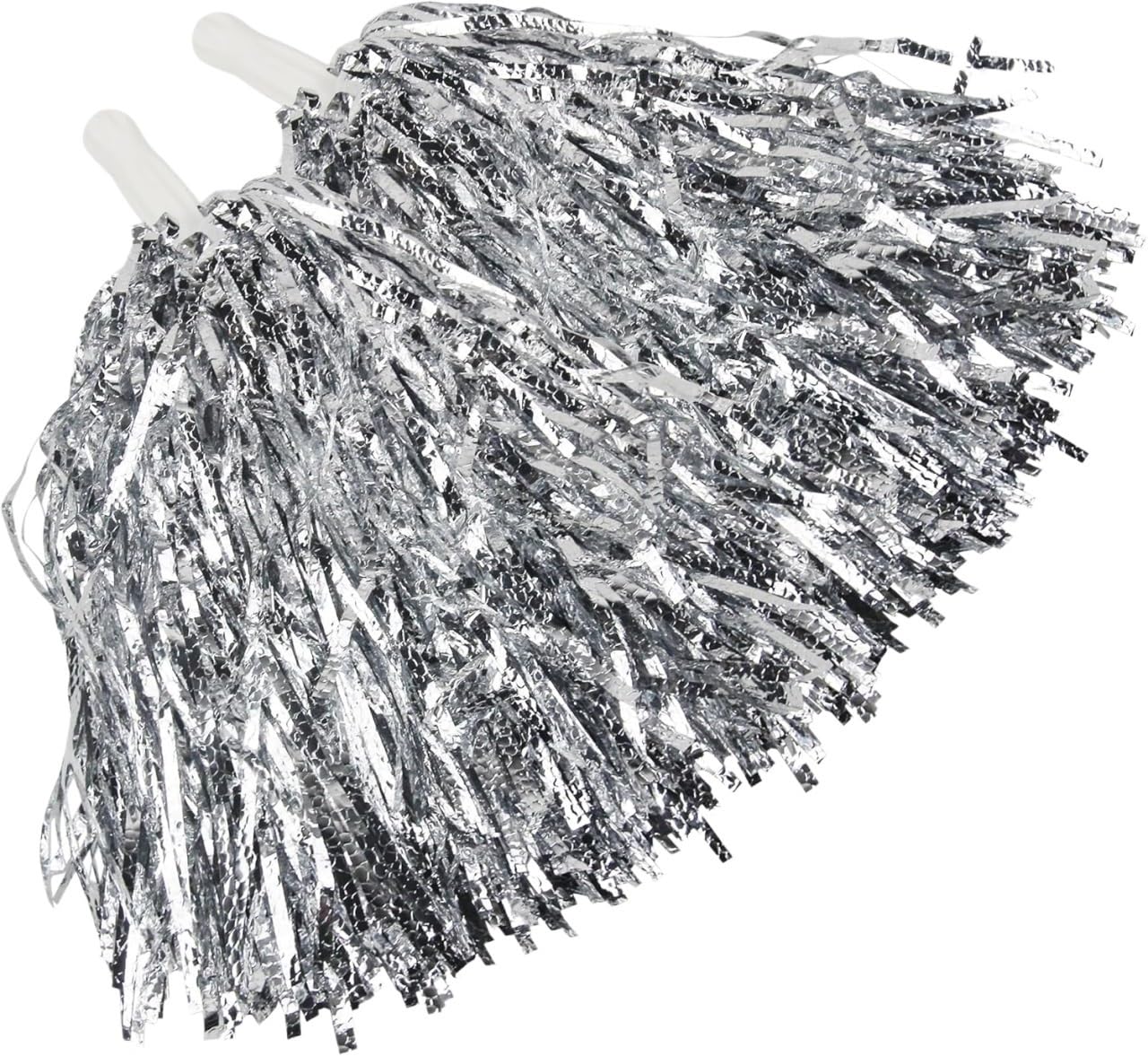 Pompom Cheerleading Pom Poms Handle Cheer Balls Pompoms Accessories for Cheerleaders(2 pcs Silver)