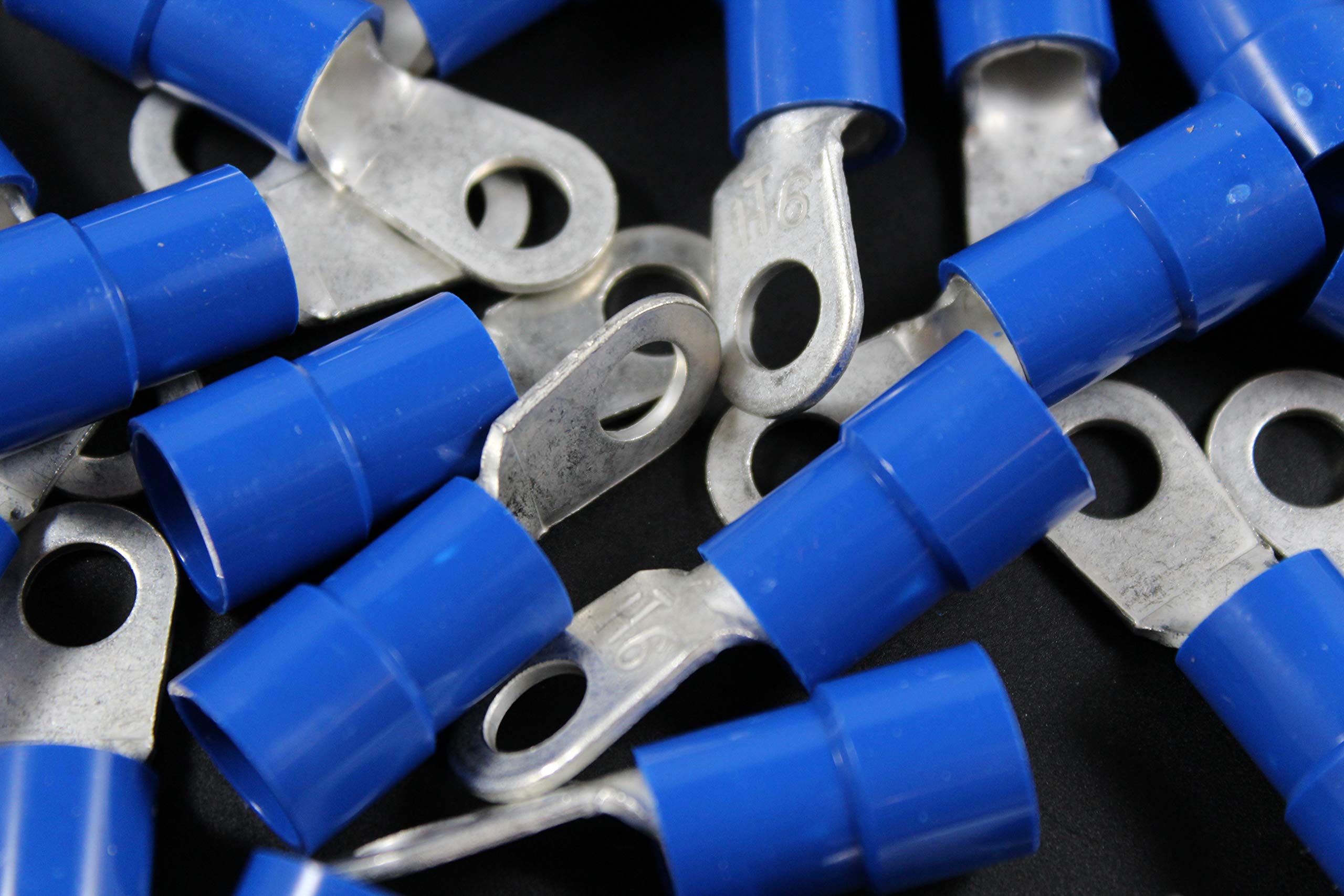 6 Gauge Vinyl 1/4 Ring 10 PK Crimp Terminal Connector AWG GA CAR Eye BVRT614
