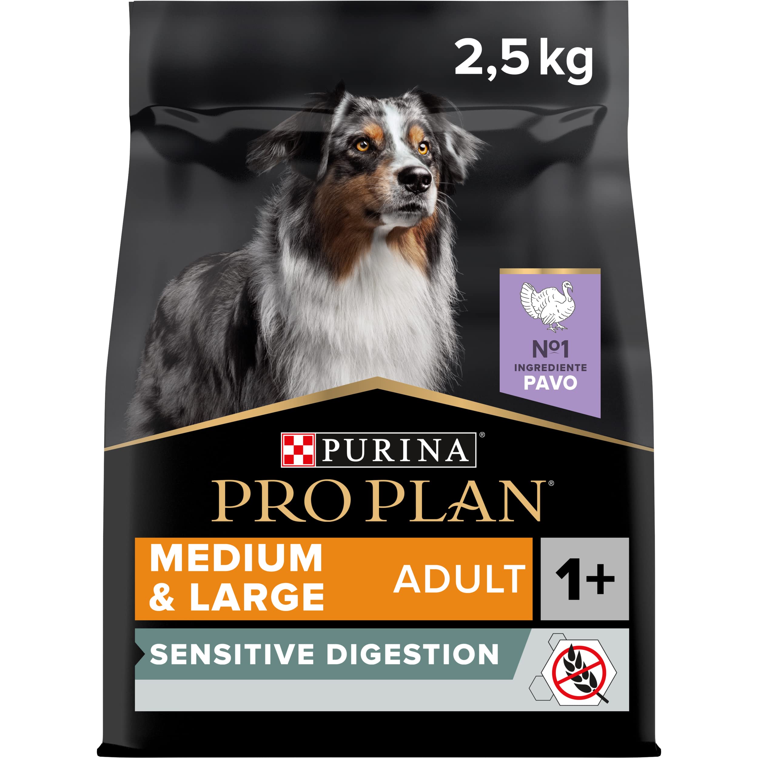 PURINA Pro Plan Optidigest Adult Medium and Large Dog Food Grain Free with Turkey 2500 g Pack of 4