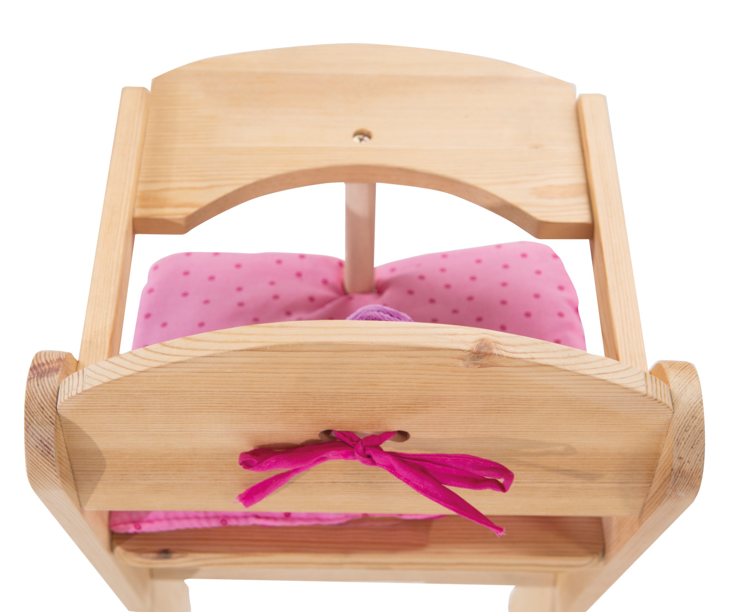 roba Seggiolone per Bambole Happy Fee, con Fiore, Legno Naturale, Cuscino Rosa