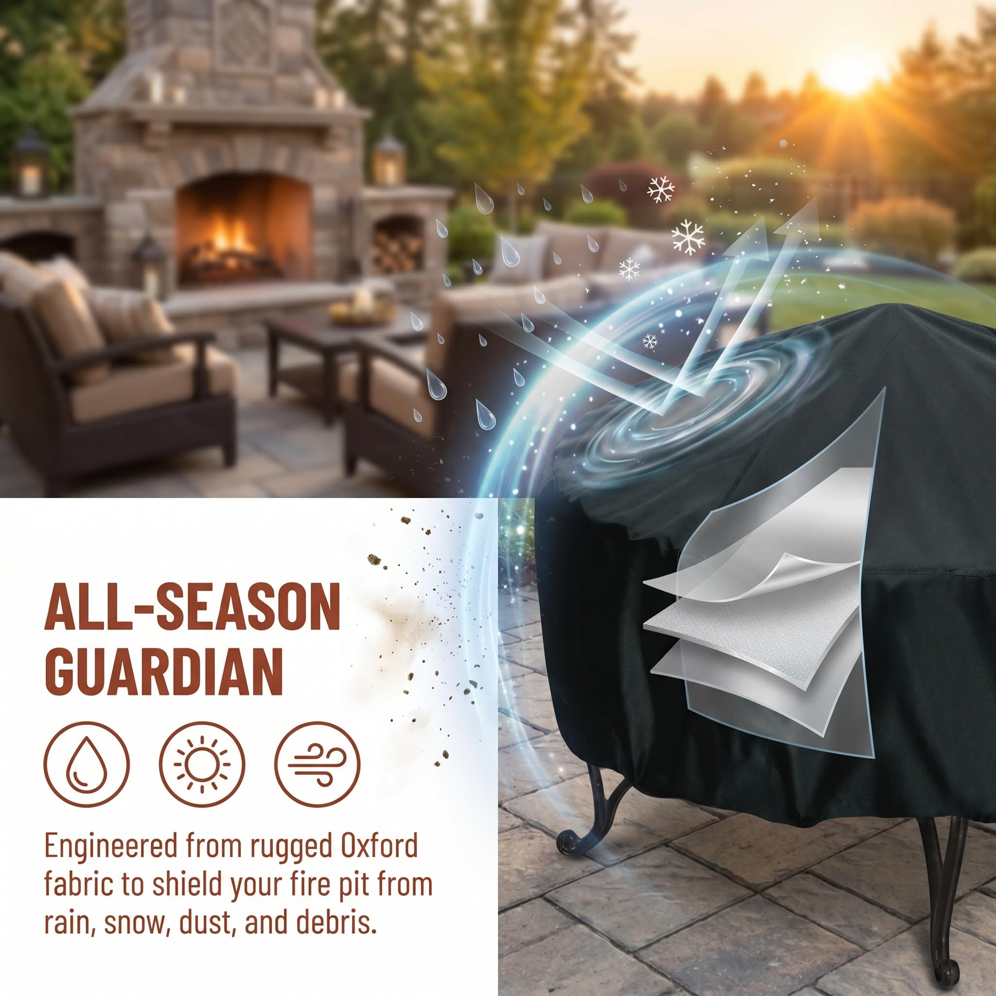 Funda Impermeable Redonda para Barbacoa - Protector Resistente para Fogatas Y Mesas De Exterior, Resistente A Los Rayos UV Y Duradero para Todo Tipo De Clima. Black 75 * 30CM