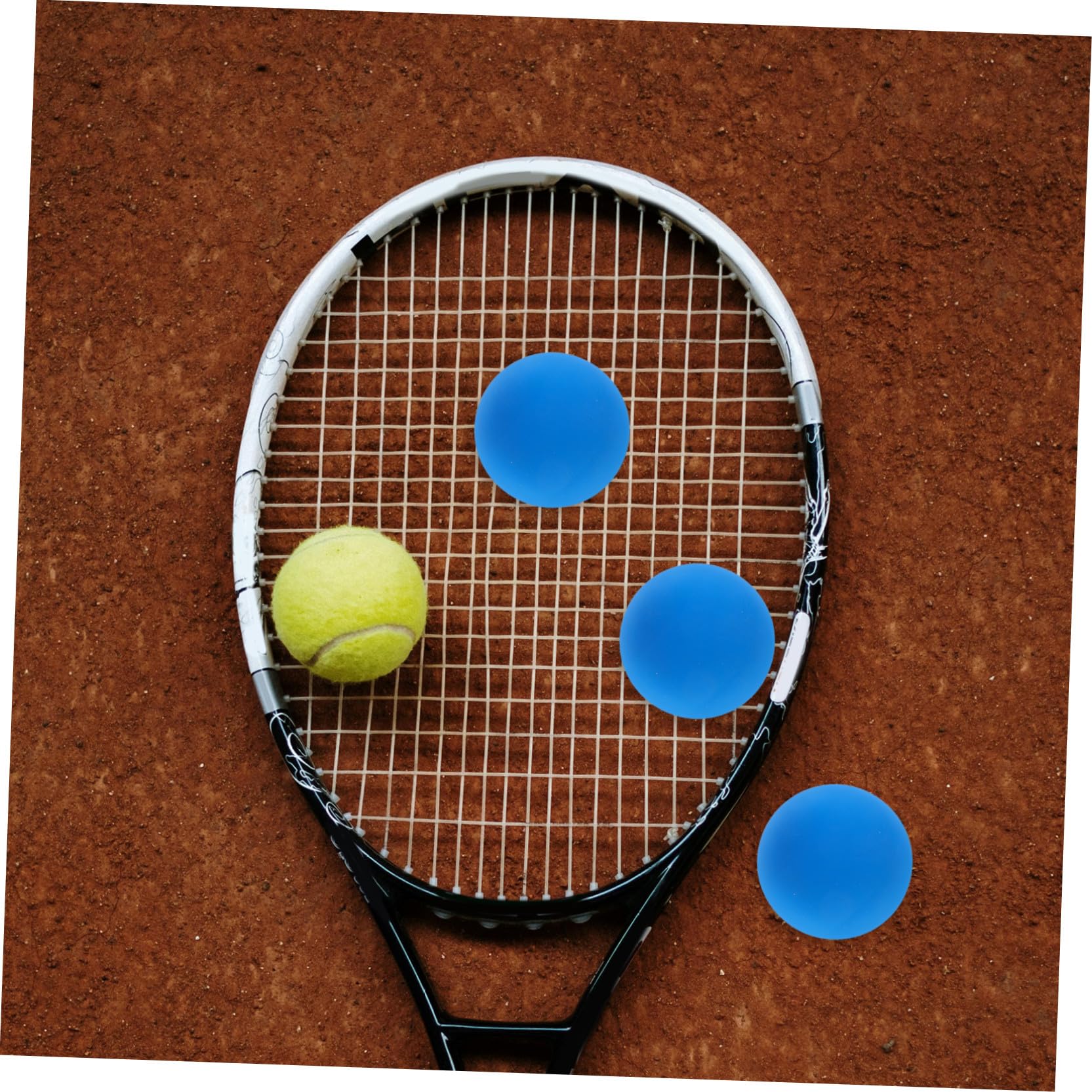 Lot de 4 Balles de Racquetball en Caoutchouc Creuses et Légères Mini Ballons D’Entraînement Bleu pour Squash Rebond Élevé Amélioration Coordination Usage Intérieur et