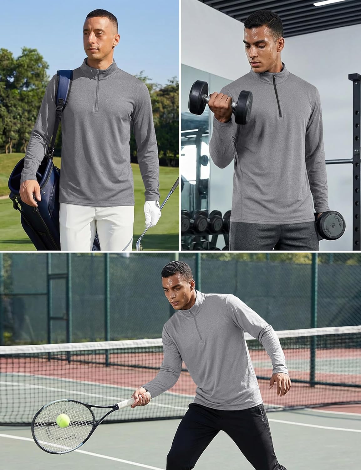 KEFITEVD Men's Quarter Zip Pullover Fleece Lined Long Sleeve Golf Shirt 1/4 Zip Sweatshirts Thermal Winter Sweaters