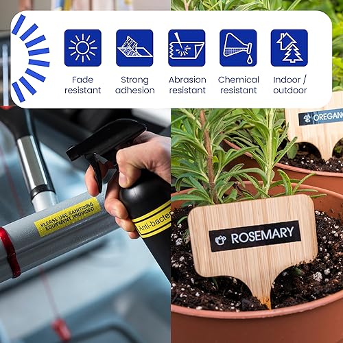 Miniatura 107 de Brother - Cinta de etiquetas laminadas P-touch M31, prémium, 0.47 pulgadas de ancho x 26.2 pies de largo, negra sobre transparente mate Negro sobre