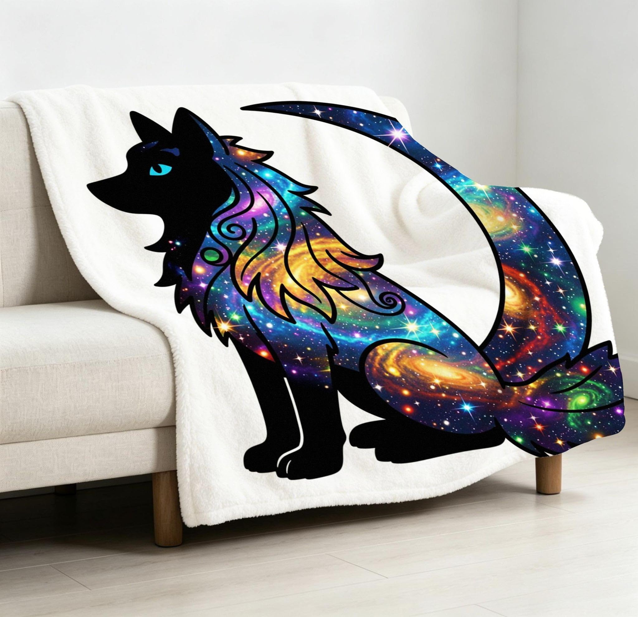 Manta Entretiempo Grande, Lobo de Colores, 220x240 cm, AQ9359