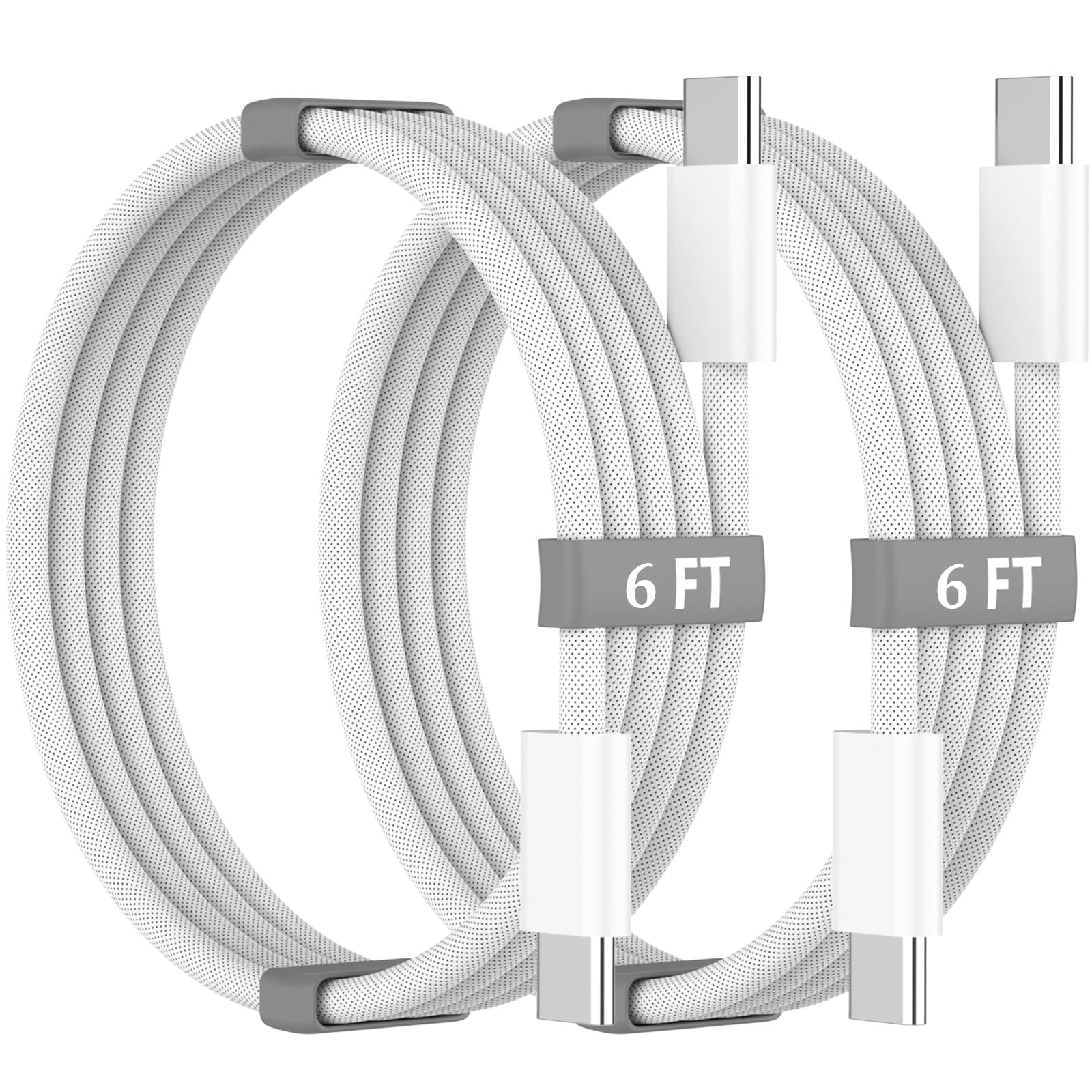 USB C Fast Charging Cable for iPhone 16,60W Nylon Braided 2Pack USBC to USB-C Fast Charging Cable 6ft,Type C Fast Charger Cord for iPhone 16/16 Pro/16 Plus/16 Pro Max/15 for Galaxy