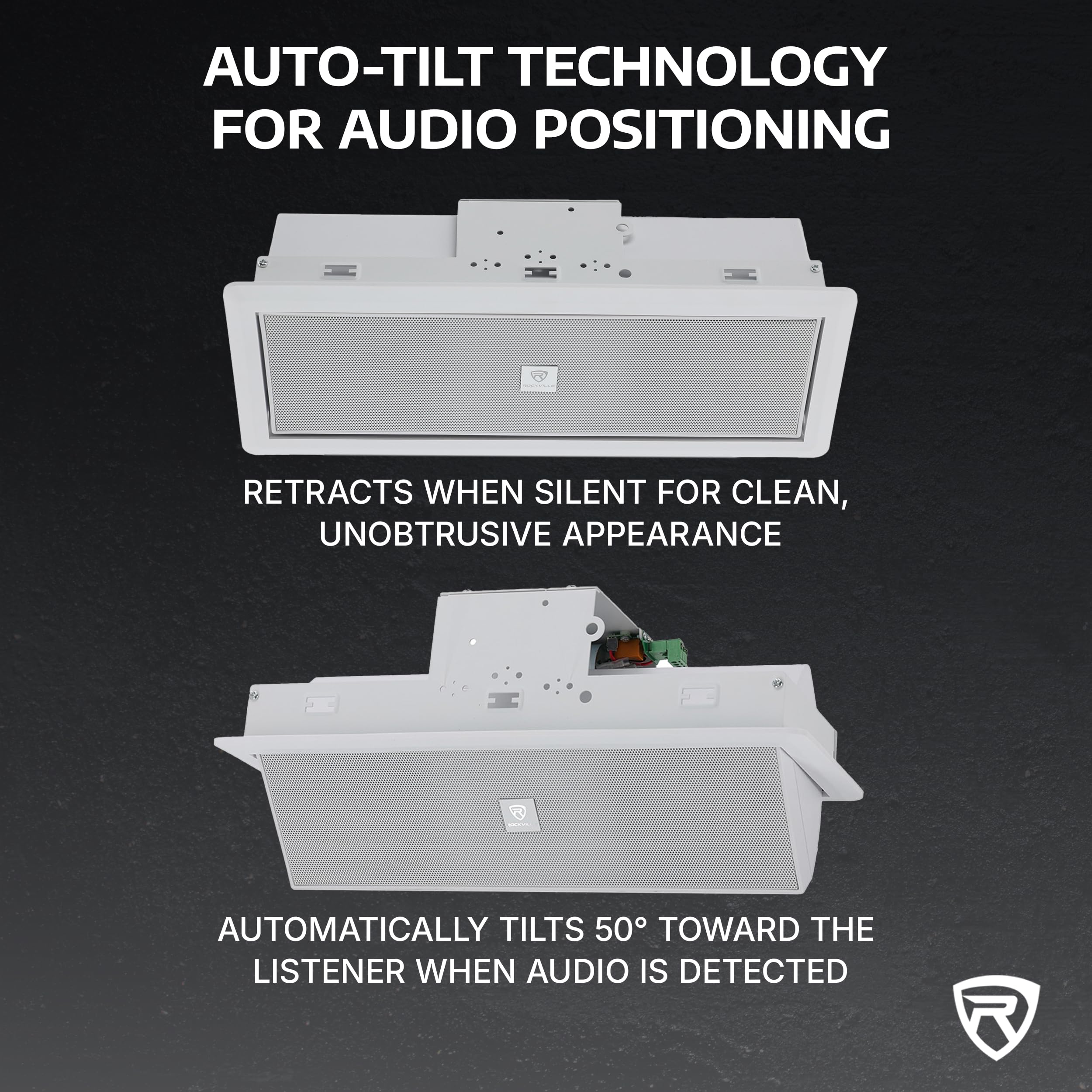 Rockville LUX Stealth D4 Pair, Motorized Flush-Mount Dual 4