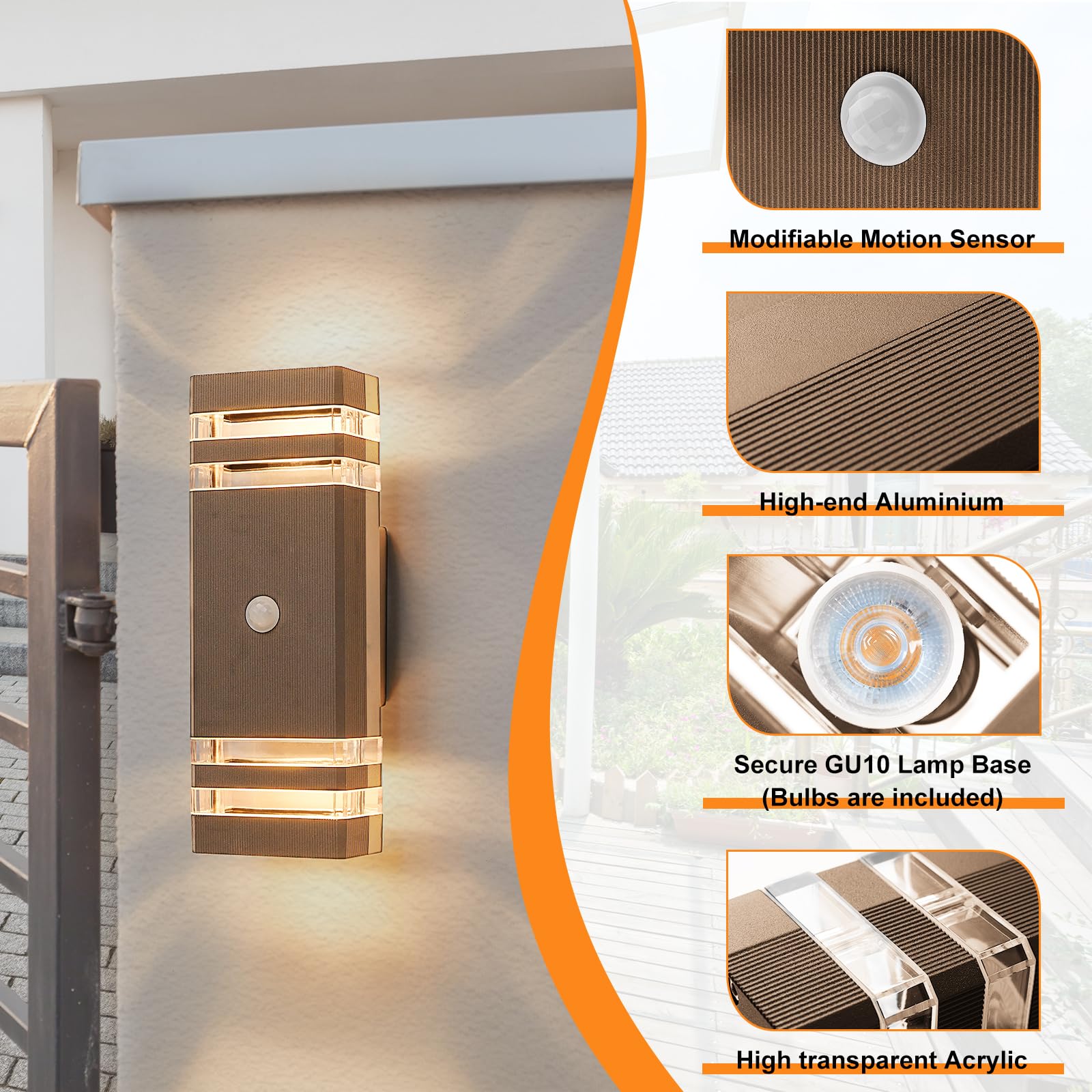 Waterdichte LED updown wandlamp voor buiten – zwart 65 x 260mm – GU10
