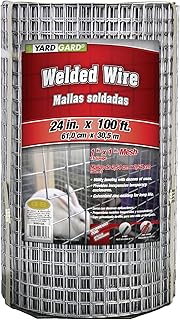 YardGard Welded Wire 1X1 Inch Mesh 24 Inch X 100 Foot 16 Gauge Galvanized Steel Wire Fence Ideal for Animal Enclosures, Cage Wire, Property Protection, Garden Fence, Rabbit Fence, and Utility Fence