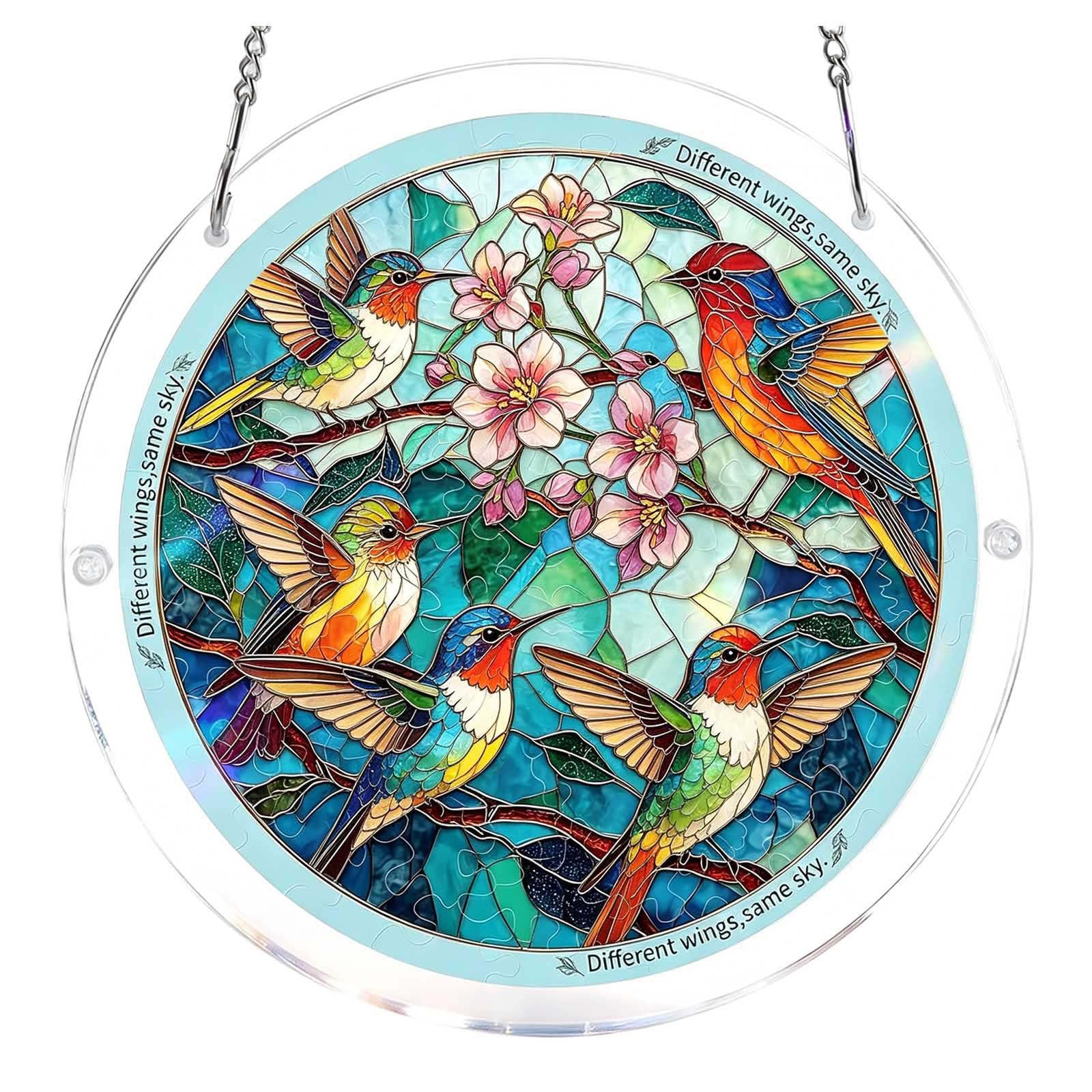 Acrylic Jigsaw Puzzle Suncatcher,Acrylic Puzzle Suncatcher,for Doors Garden and Window Hanging&Birthday Mom Women Adults Gift-19 CM,A — view 8