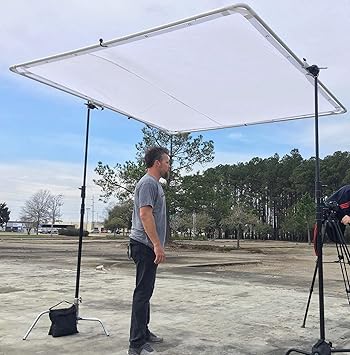 Glide Gear BFS 100 Butterfly Scrim 4x4, 6x6, 8x8 Diffuser 3 Nylon Silks, Quick-Setup Frame, C-Stand Clamps Included