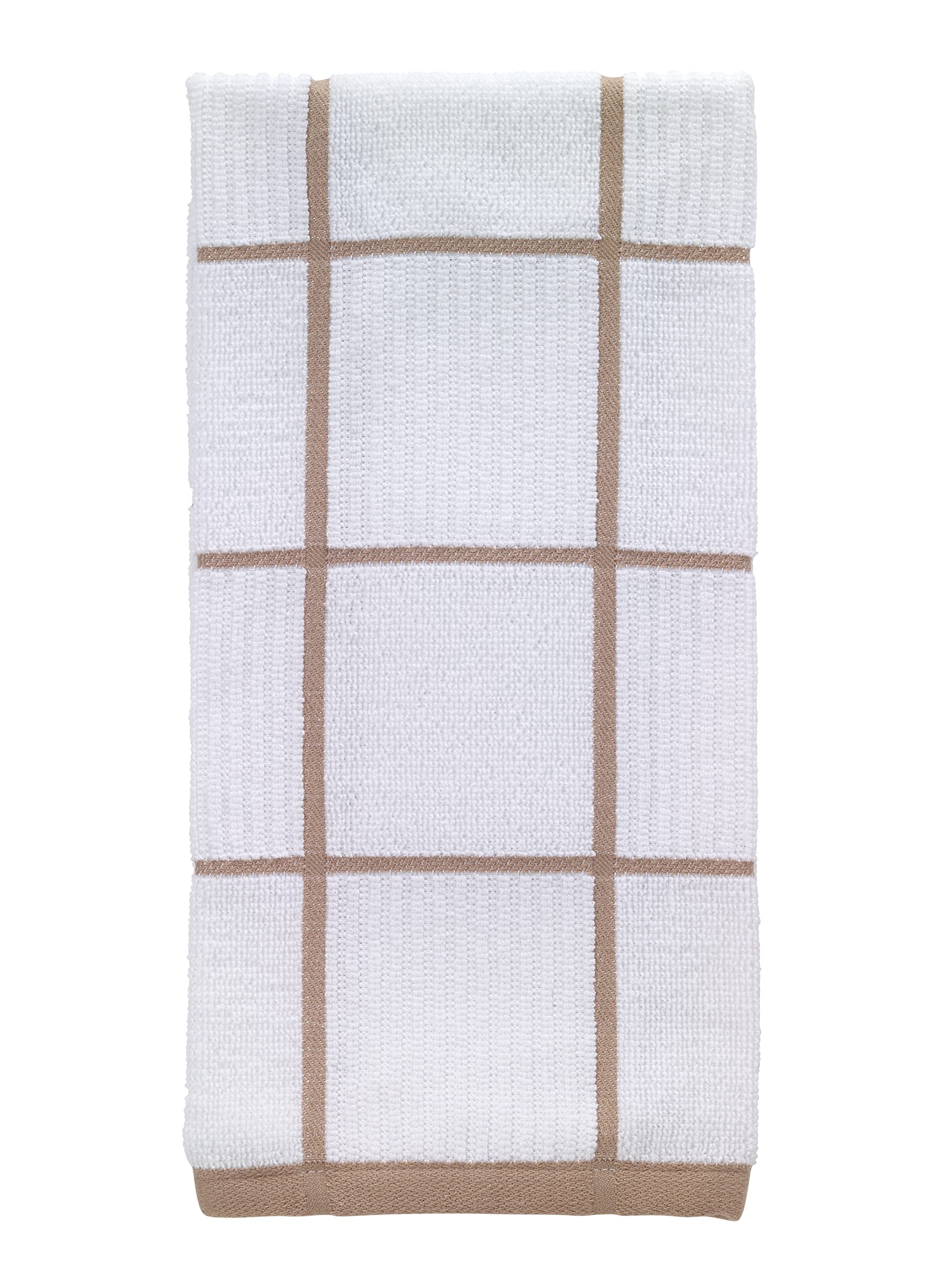 T-Fal Textiles 10159 100-Percent Cotton Checked Parquet Kitchen Dish Towel, Sand, Single