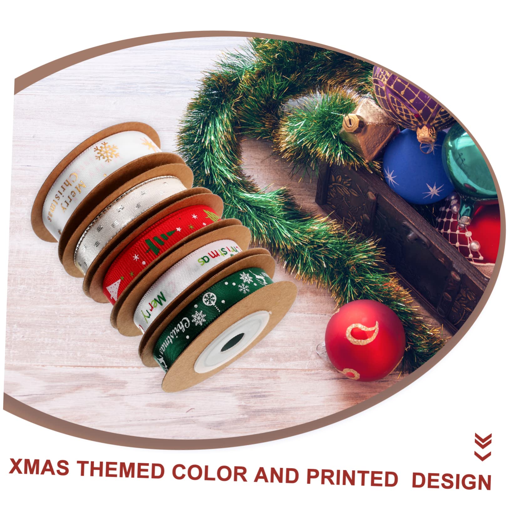 VILLCASE 20 Nastro di Natale nastro da imballaggio di buon natale lavoretti di bricolage fai da te nastri decorativi natalizi poliestere