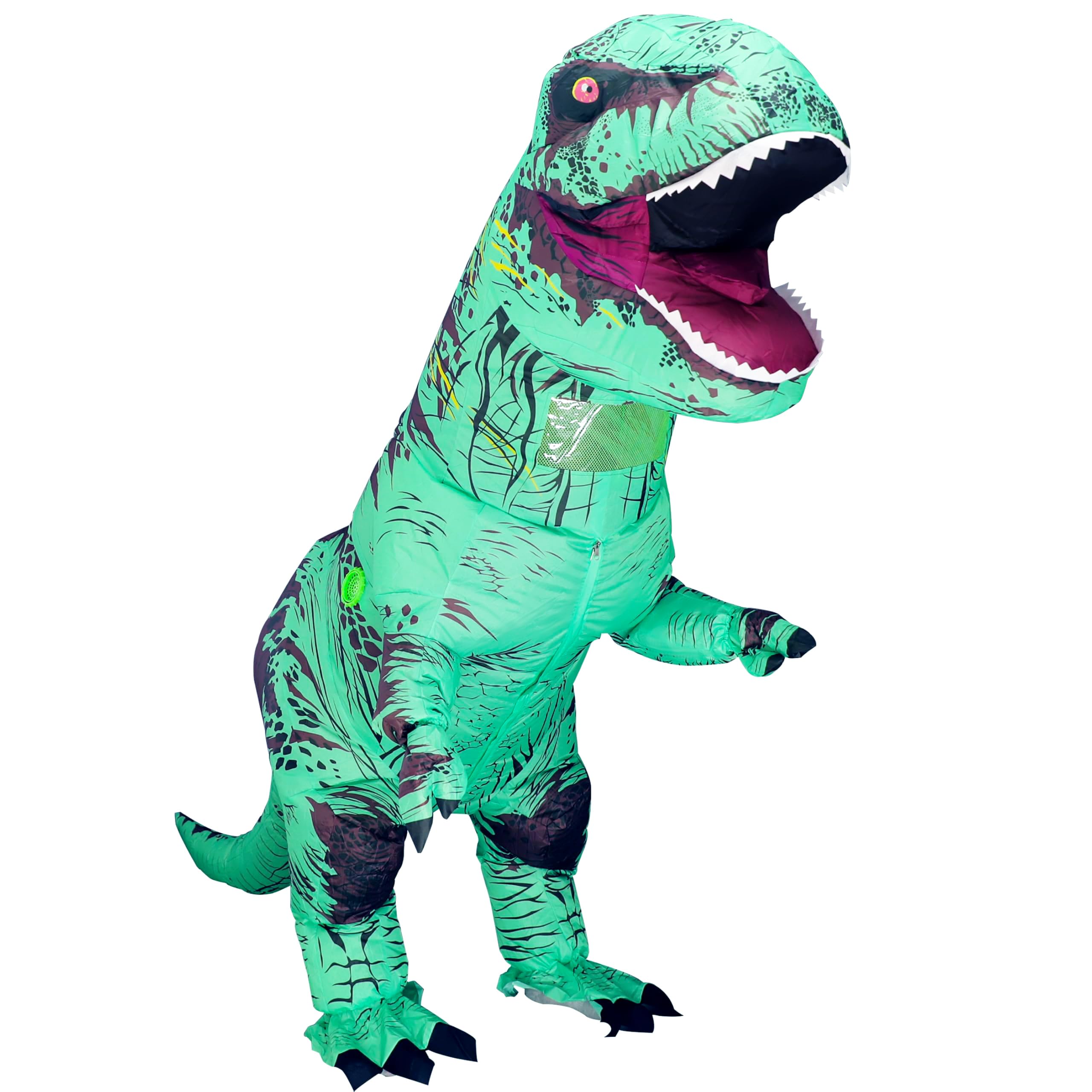 Disfraz inflable de dinosaurio para adultos, disfraz de T-Rex de cuerpo completo para fiesta de cosplay (verde)