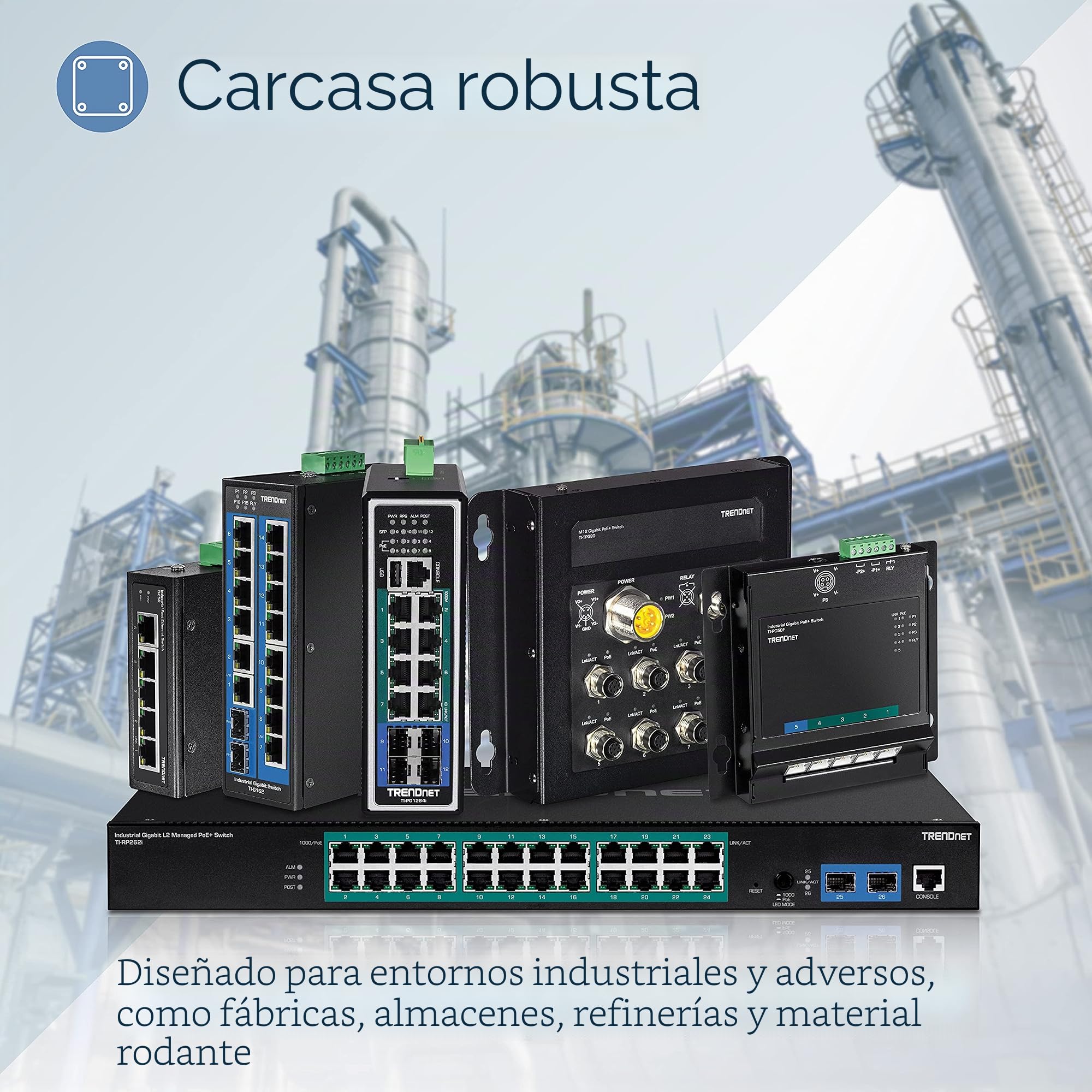 Trendnet, TI-G50, Switch DIN-Rail Industrial Ethernet Gigabit de 5 Puertos, Capacidad de conmutación de 10 Gbps, clasificación IP30 (-40 °C a 167 °F), Incluye Soportes para Montaje en Pared | 5 puertos Gigabit Ethernet, IP50, capacidad de conmutación de 1
